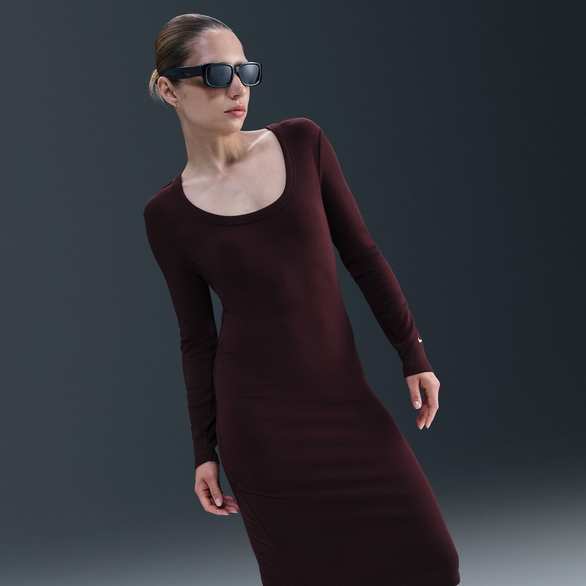 Nike Women's Sportswear Chill Knit Tight Long-Sleeve Midi Mini-Rib Dress product image