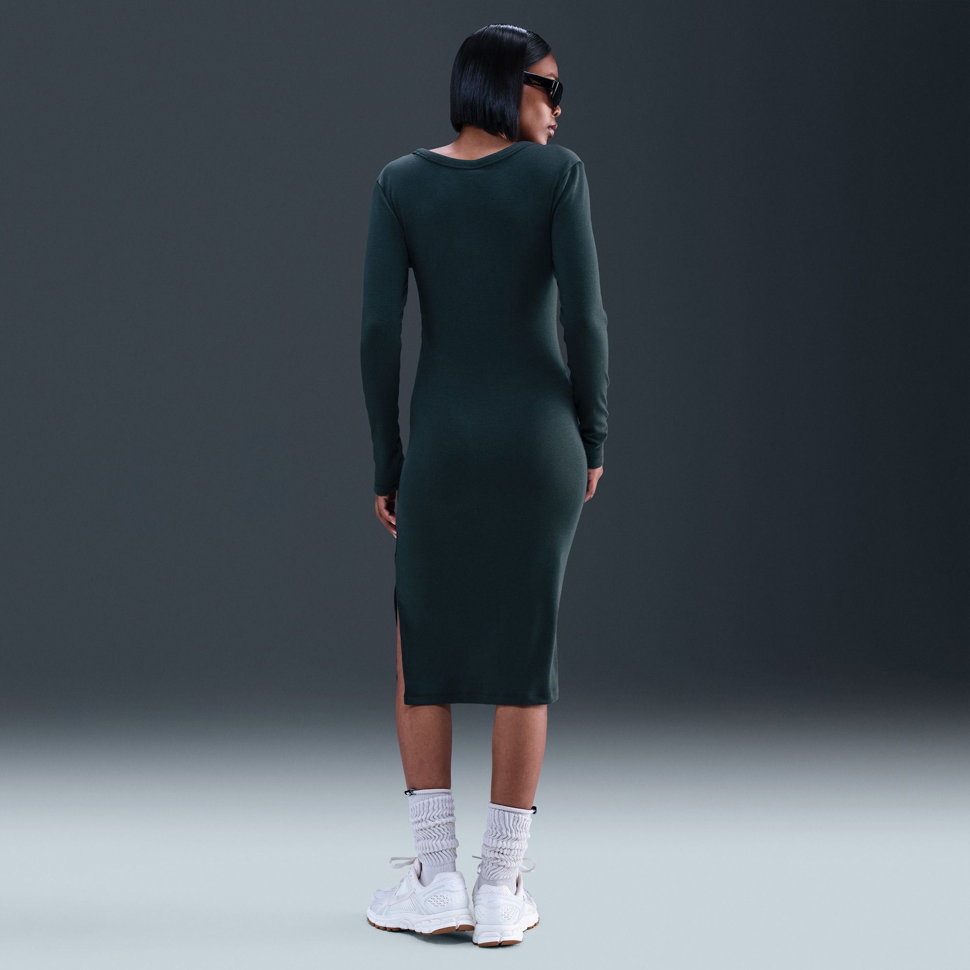Nike Women's Sportswear Chill Knit Tight Long-Sleeve Midi Mini-Rib Dress product image