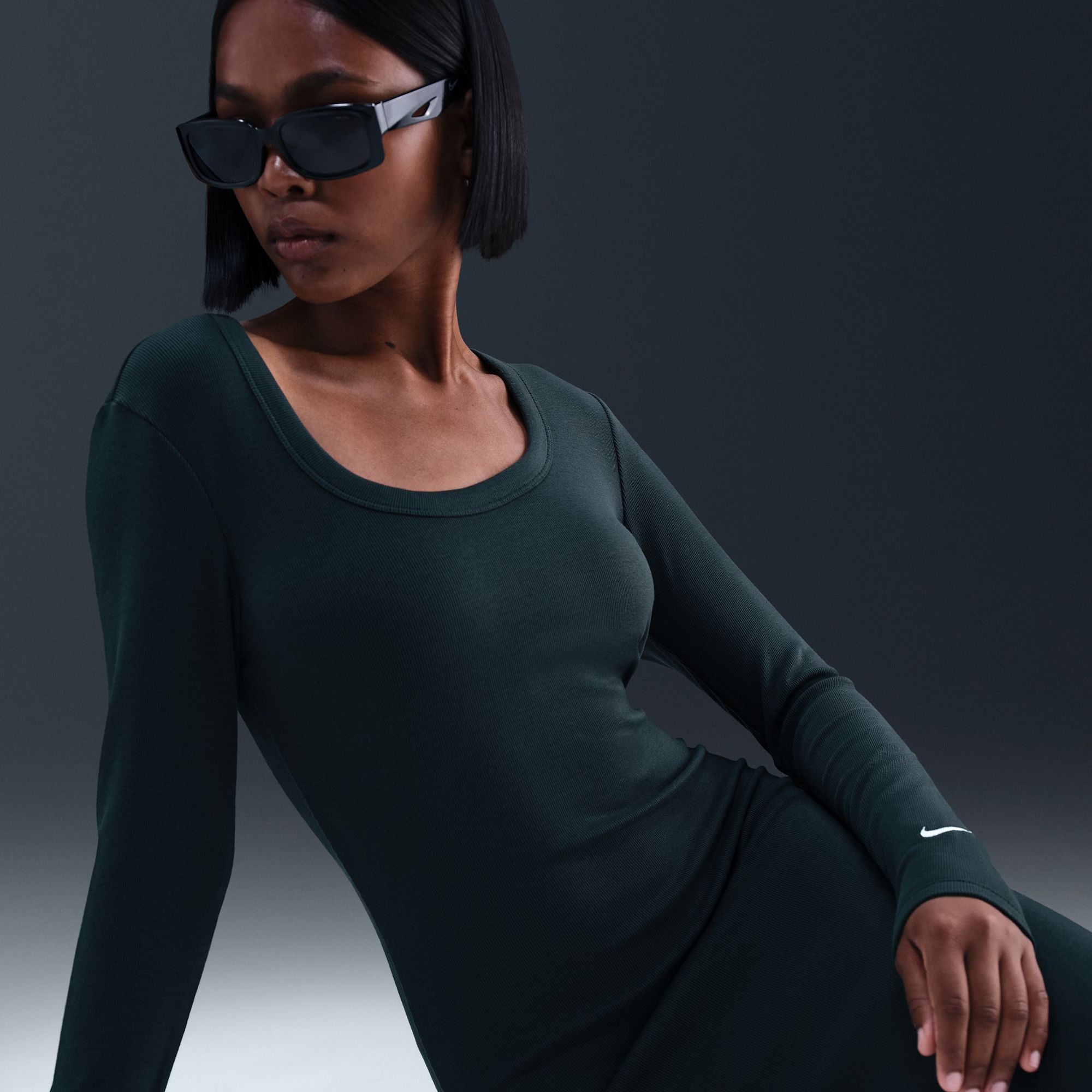 Nike Women's Sportswear Chill Knit Tight Long-Sleeve Midi Mini-Rib Dress product image