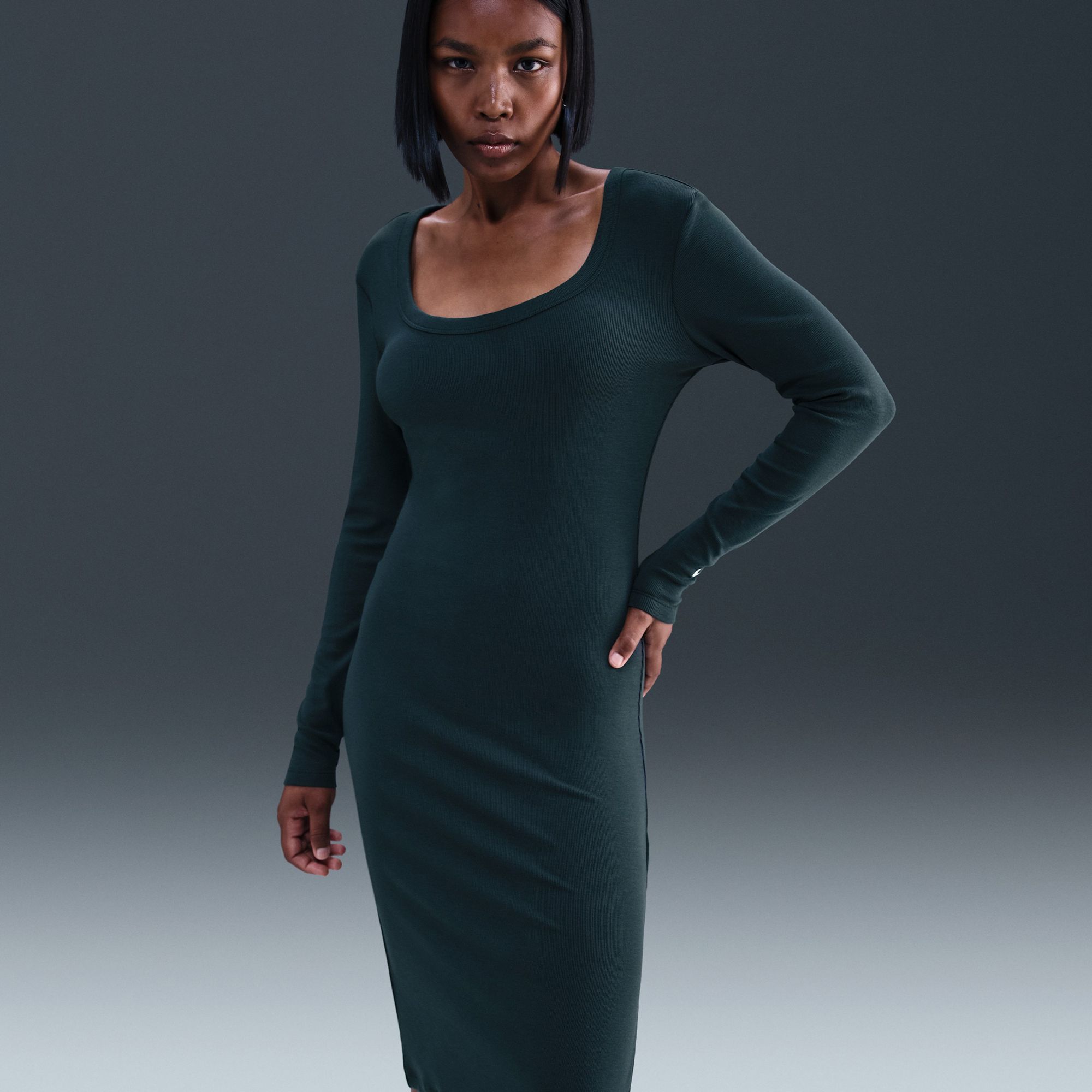 Nike Women's Sportswear Chill Knit Tight Long-Sleeve Midi Mini-Rib Dress product image