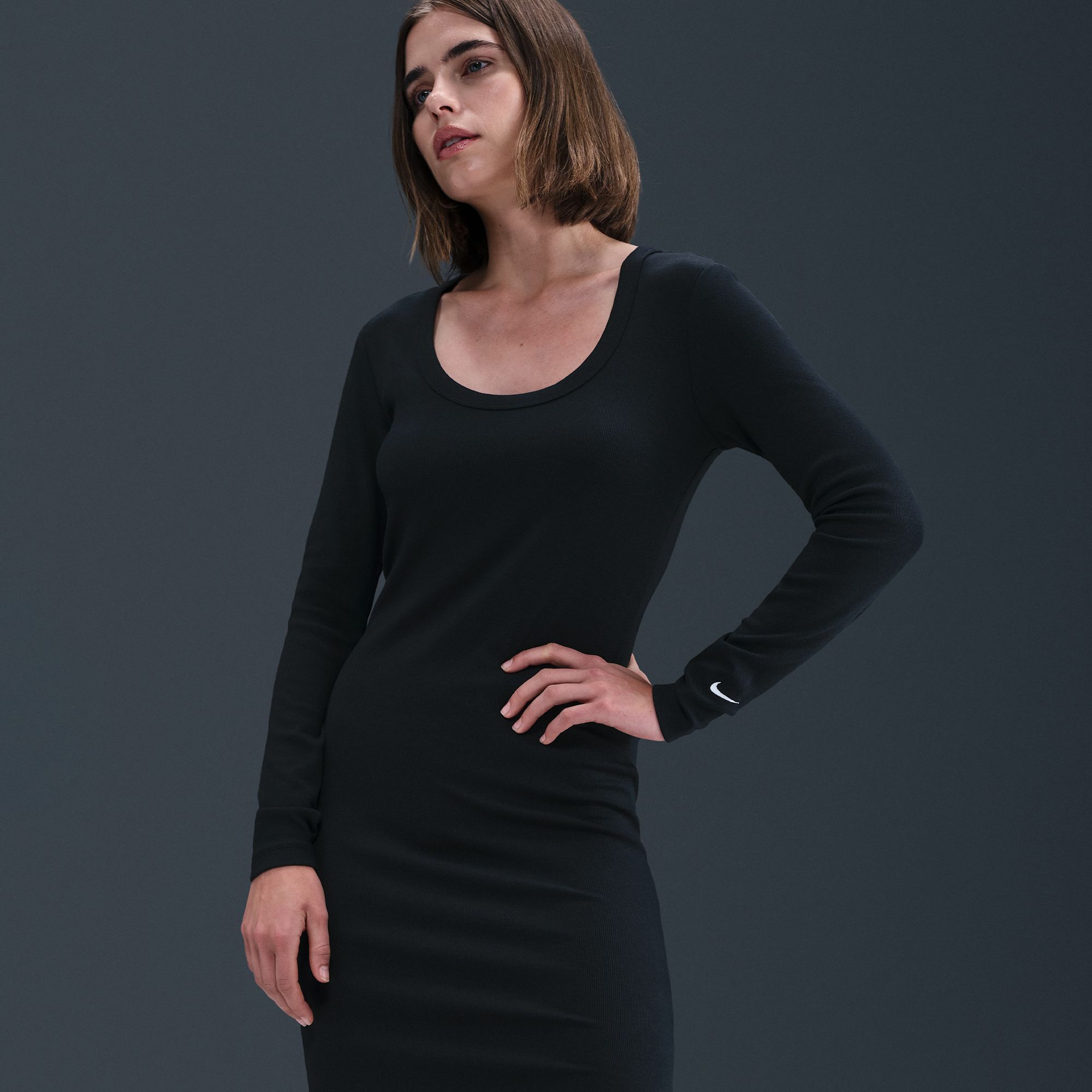 Nike Women's Sportswear Chill Knit Tight Long-Sleeve Midi Mini-Rib Dress product image