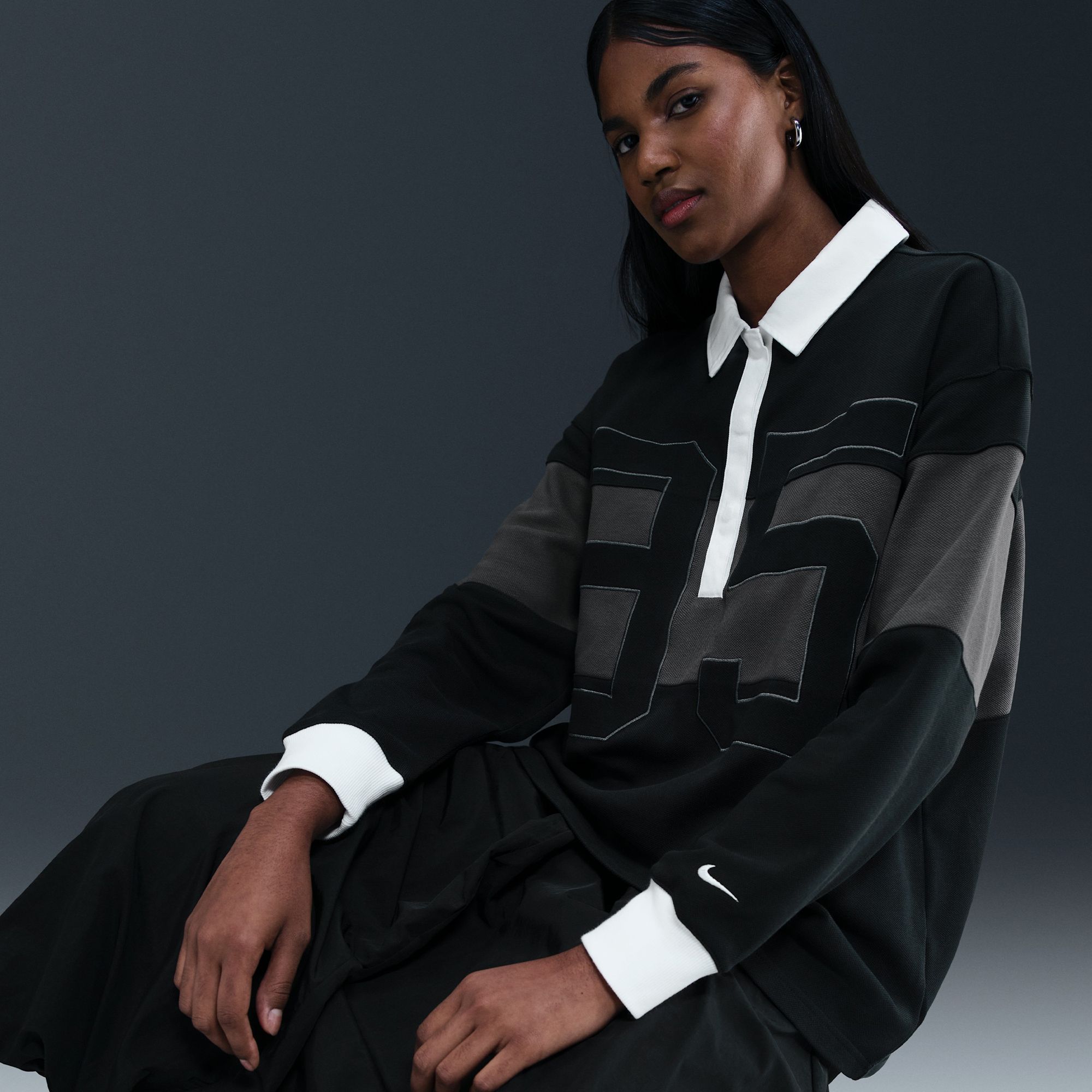 Nike Women's Sportswear Long-Sleeve Graphic Polo Top product image