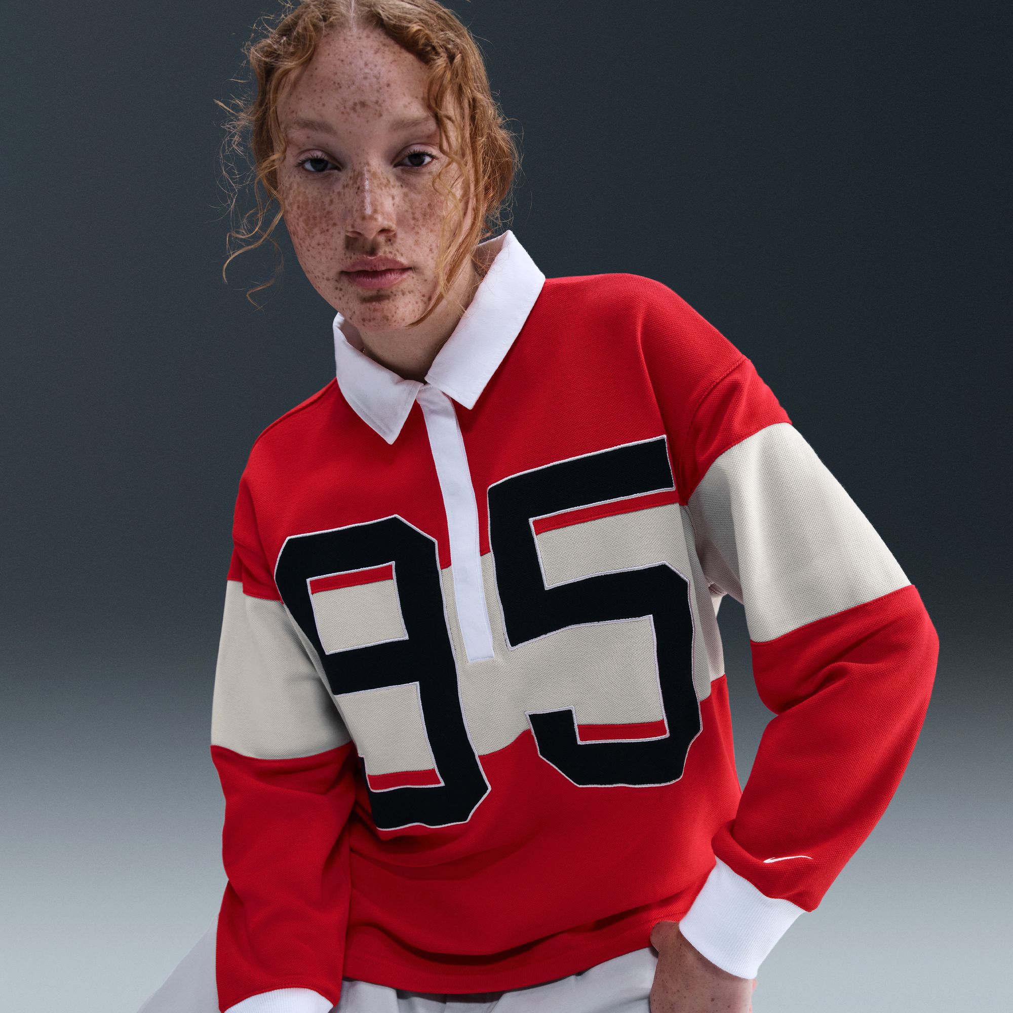 Nike Women's Sportswear Long-Sleeve Graphic Polo Top product image