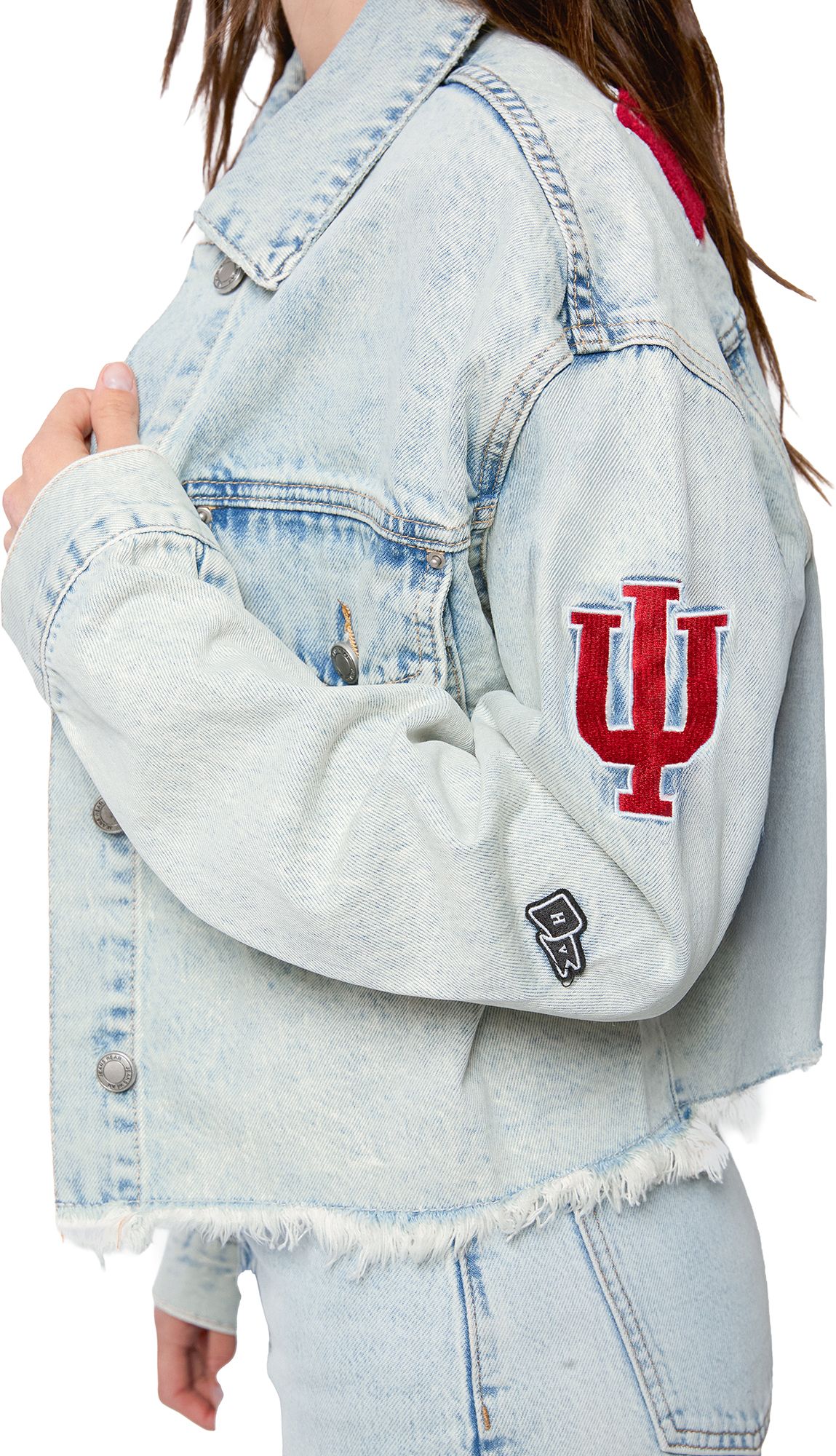Hype and Vice Women's Indiana Hoosiers Light Blue Jean Jacket product image