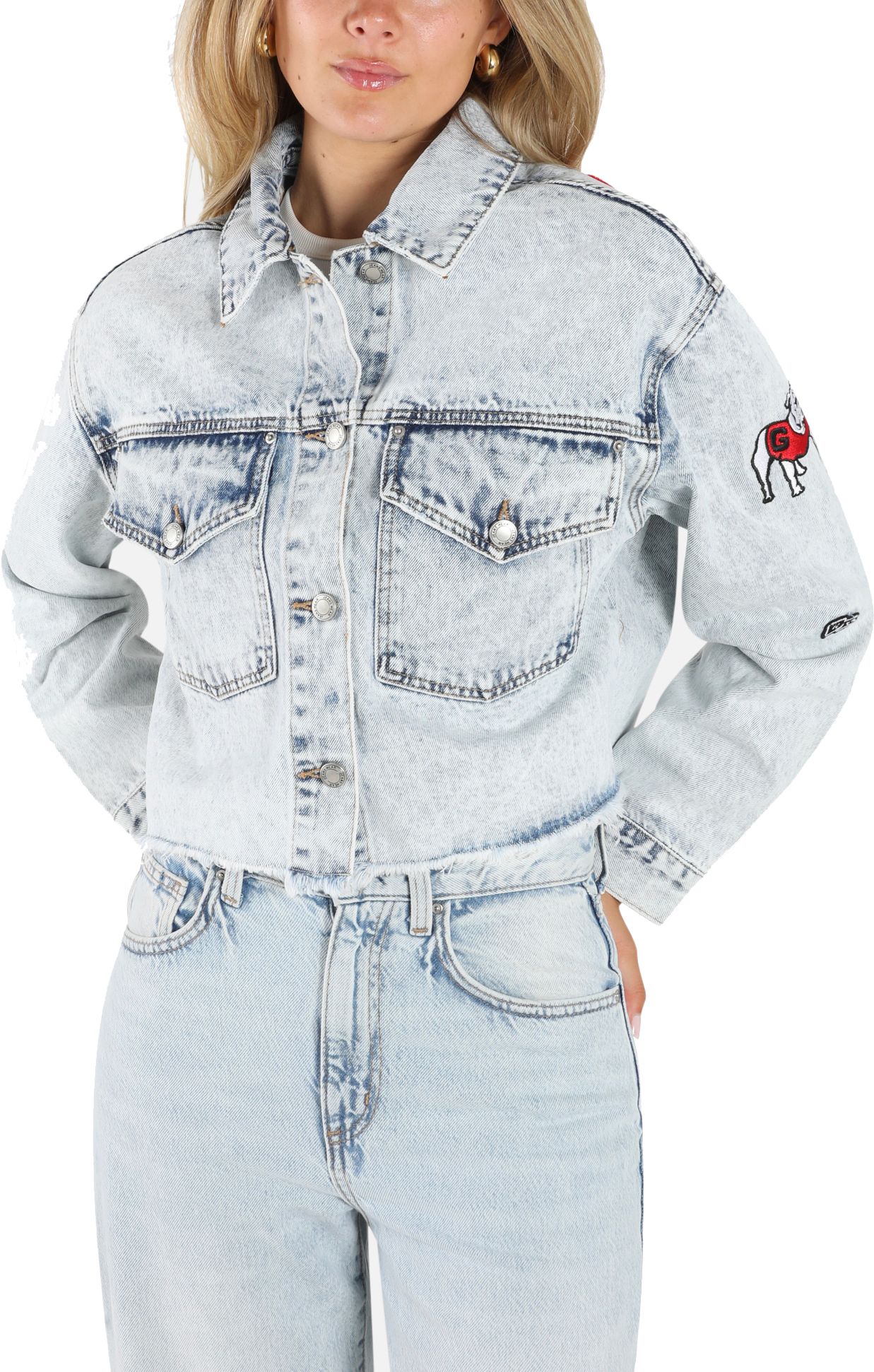 Hype and Vice Women's Georgia Bulldogs Blue Jean Jacket product image