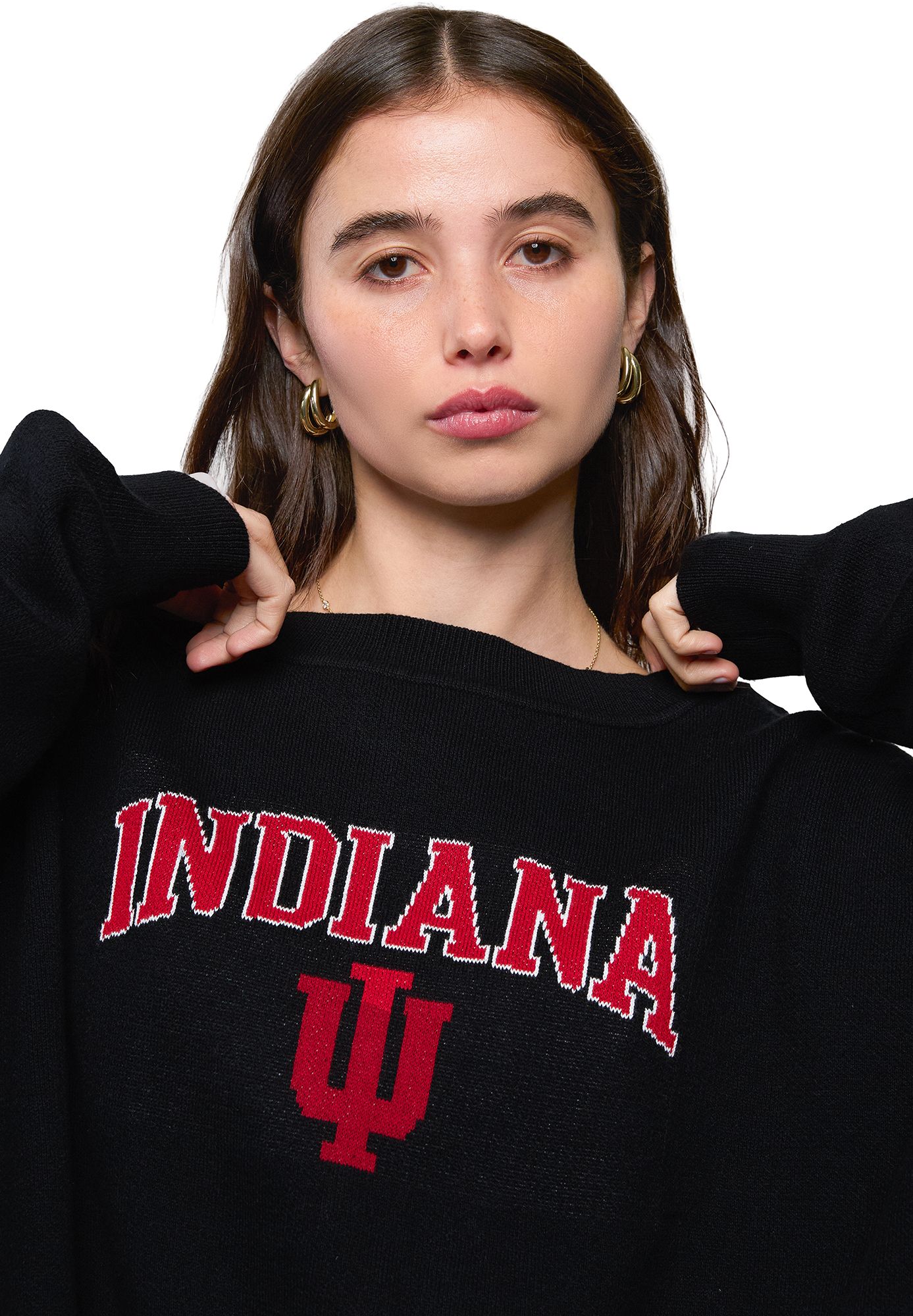 Hype and Vice Women's Indiana Hoosiers Ivy Black Knit Sweater product image