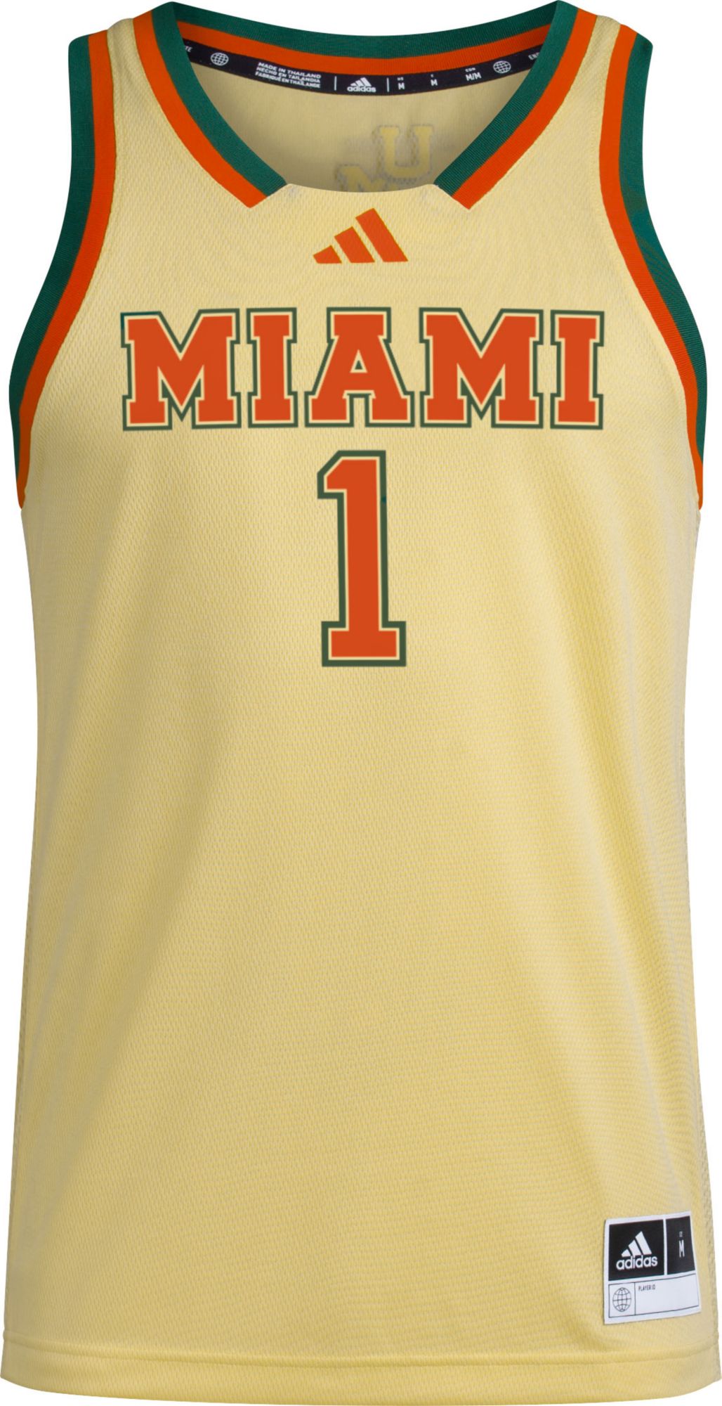 adidas Men's Miami Hurricanes Yellow Swingman Basketball Jersey product image