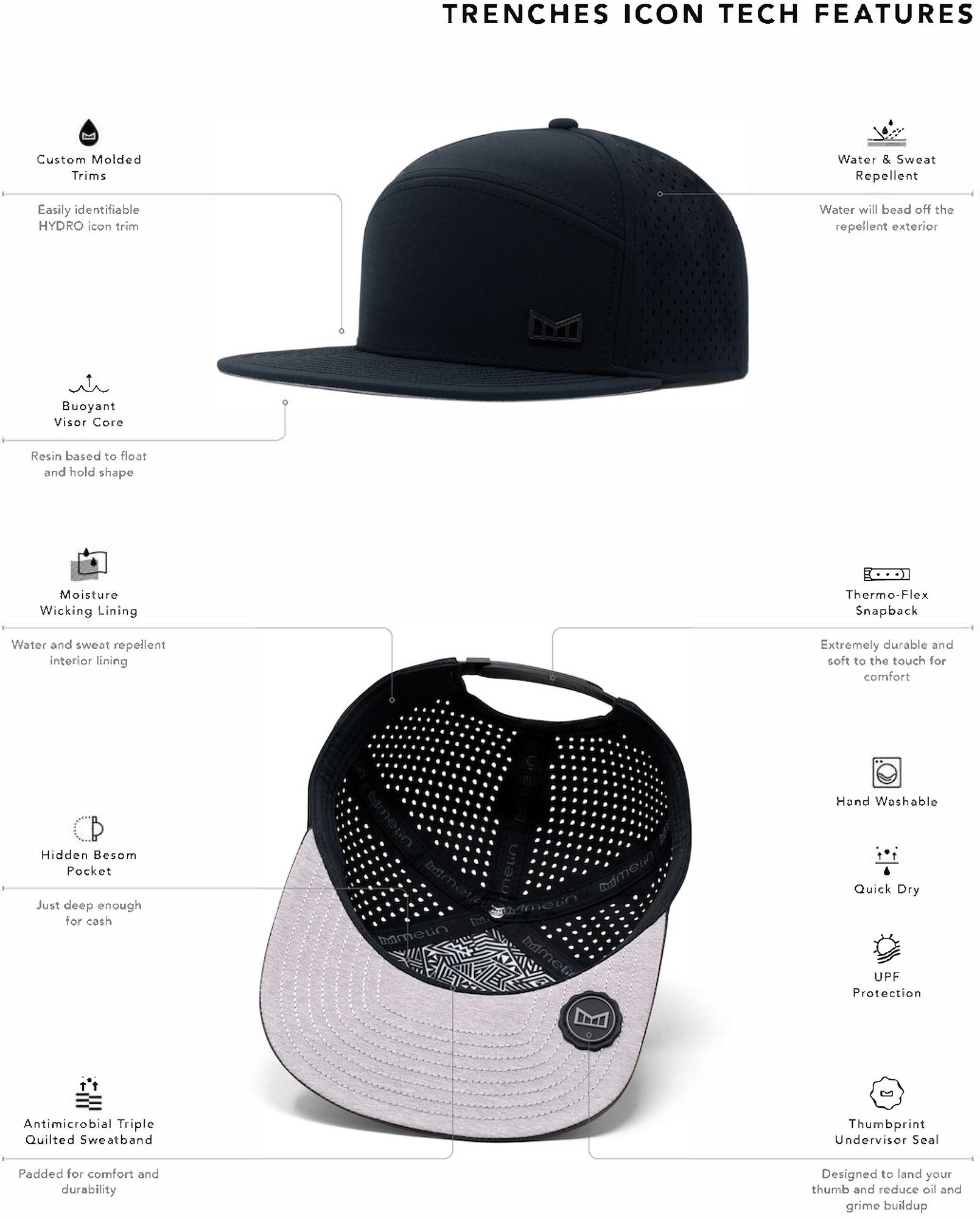 melin Men's Trenches Icon HYDRO Performance Snapback Hat product image