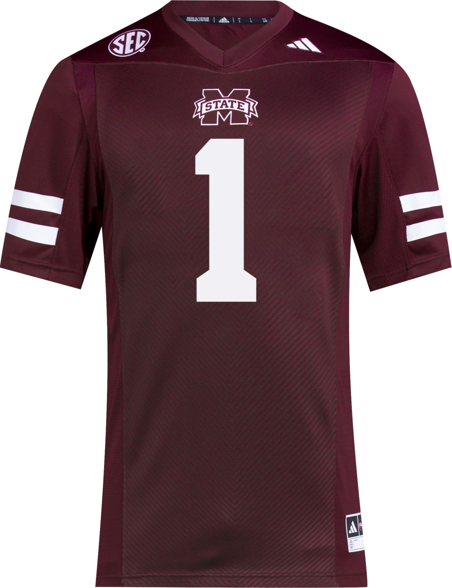 adidas Men's Mississippi State Bulldogs Maroon Premier Replica Football Jersey product image