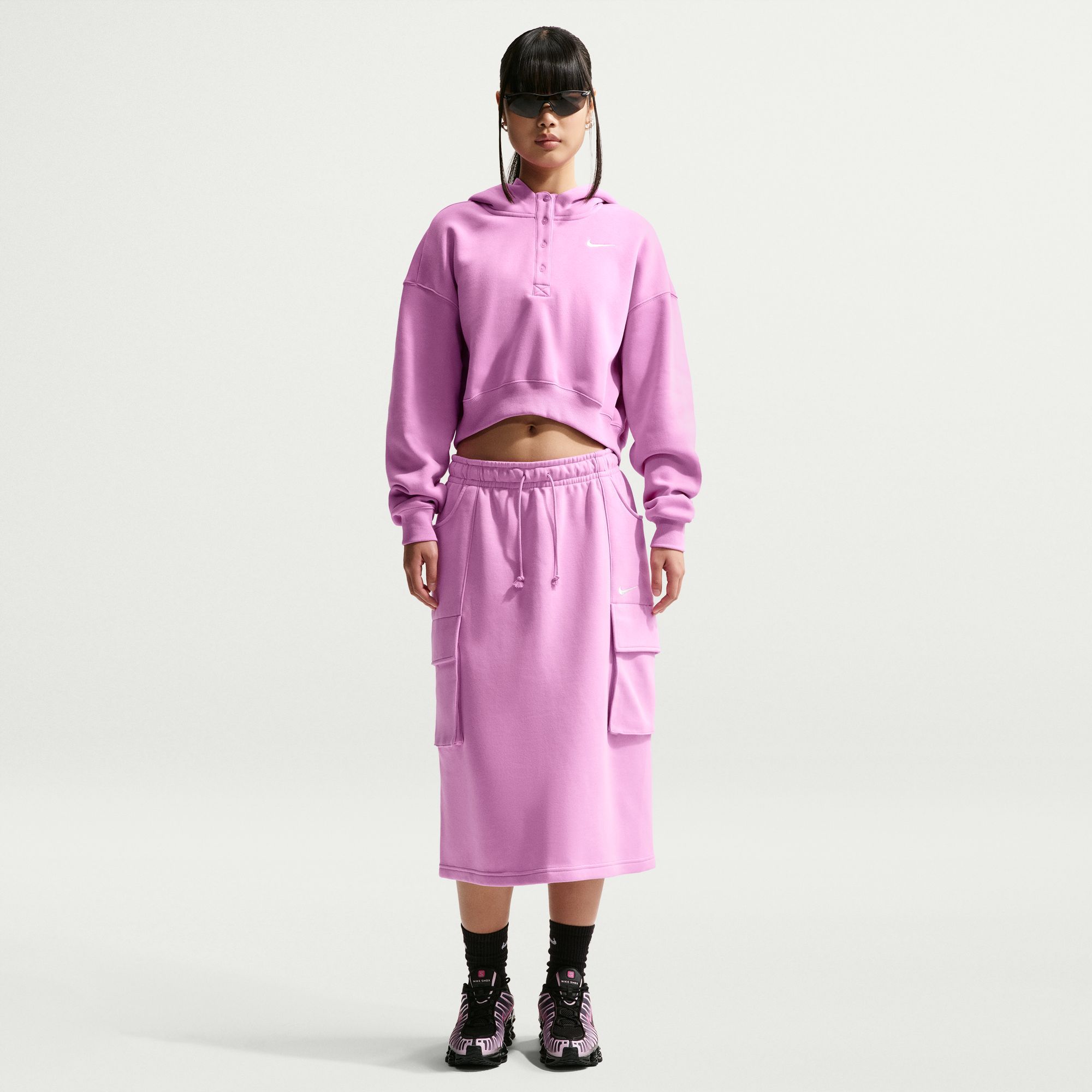 Nike Women's Phoenix Fleece Cropped Henley Hoodie product image