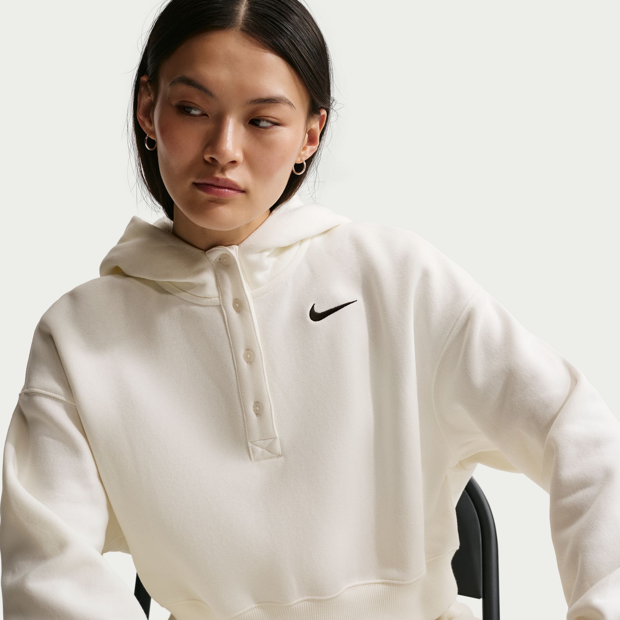 Nike Women's Phoenix Fleece Cropped Henley Hoodie product image