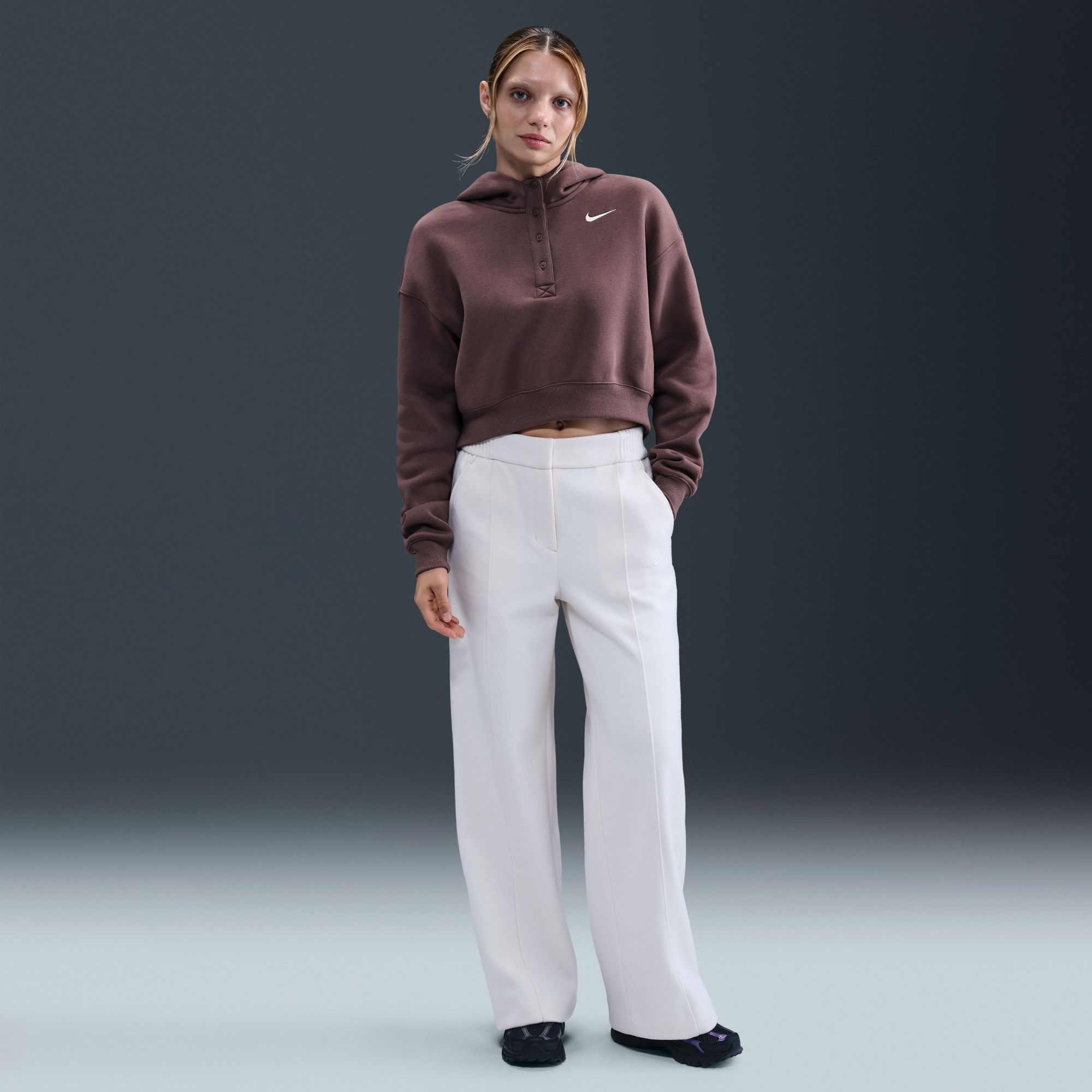 Nike Women's Phoenix Fleece Cropped Henley Hoodie product image