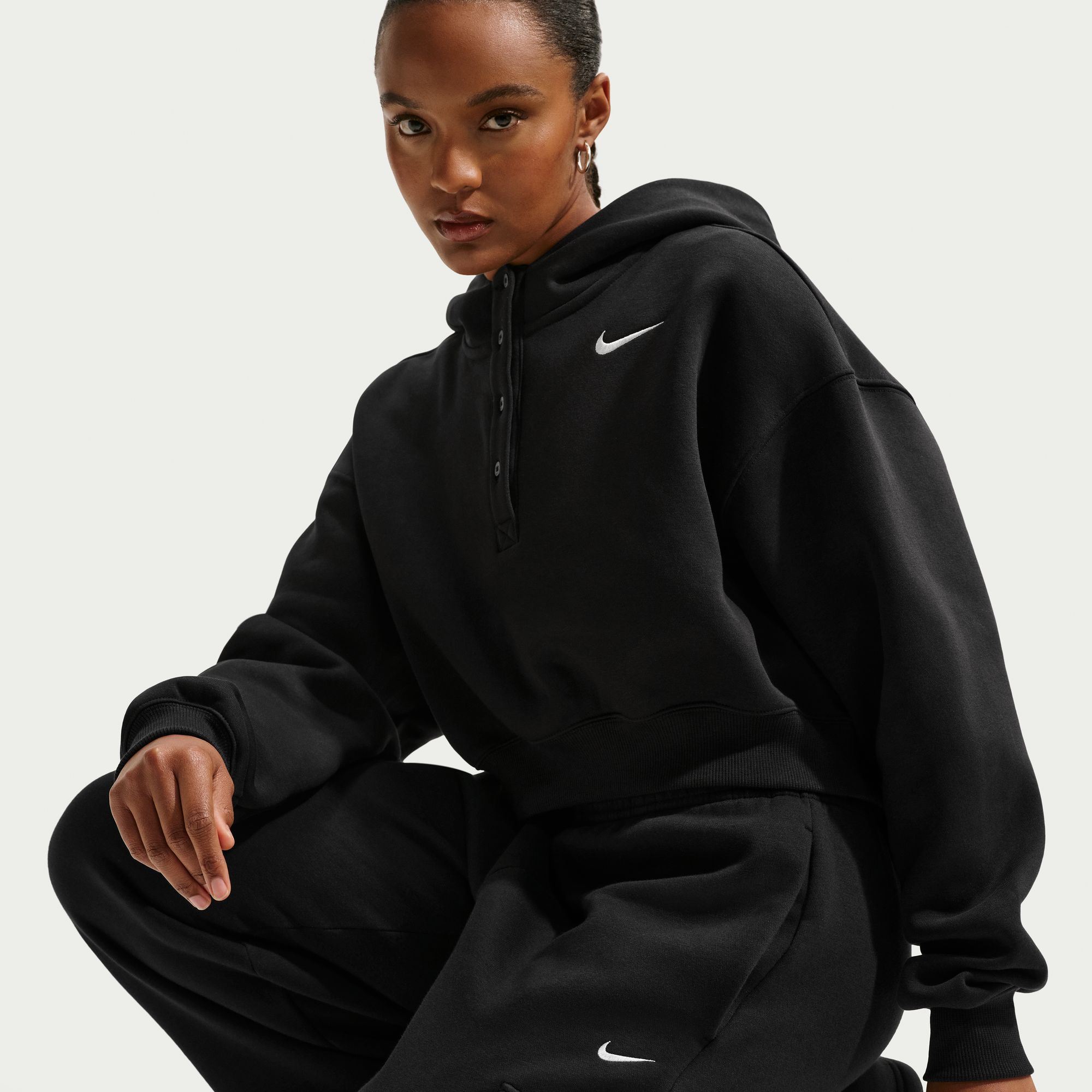 Nike Women's Phoenix Fleece Cropped Henley Hoodie product image