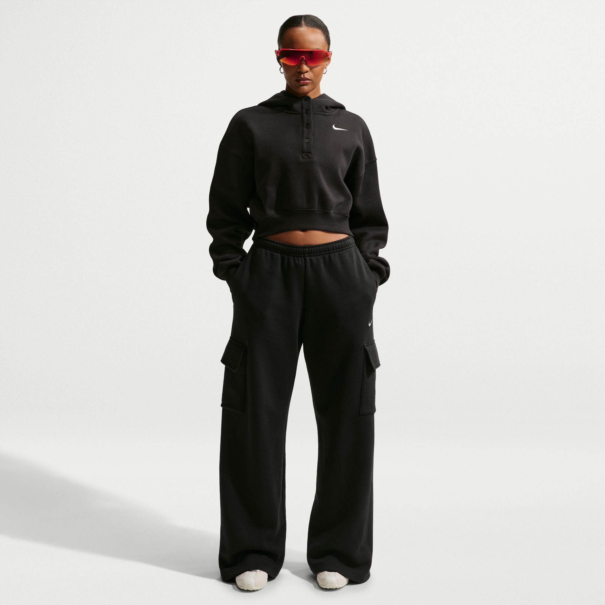 Nike Women's Phoenix Fleece Cropped Henley Hoodie product image