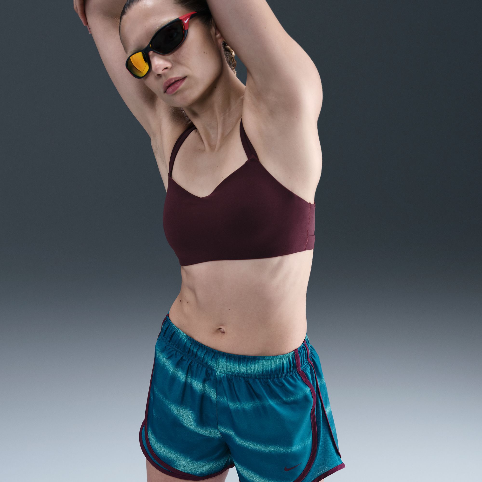 Nike Women's Tempo Dri-FIT Mid-Rise Brief-Lined Running Stripe Shorts product image