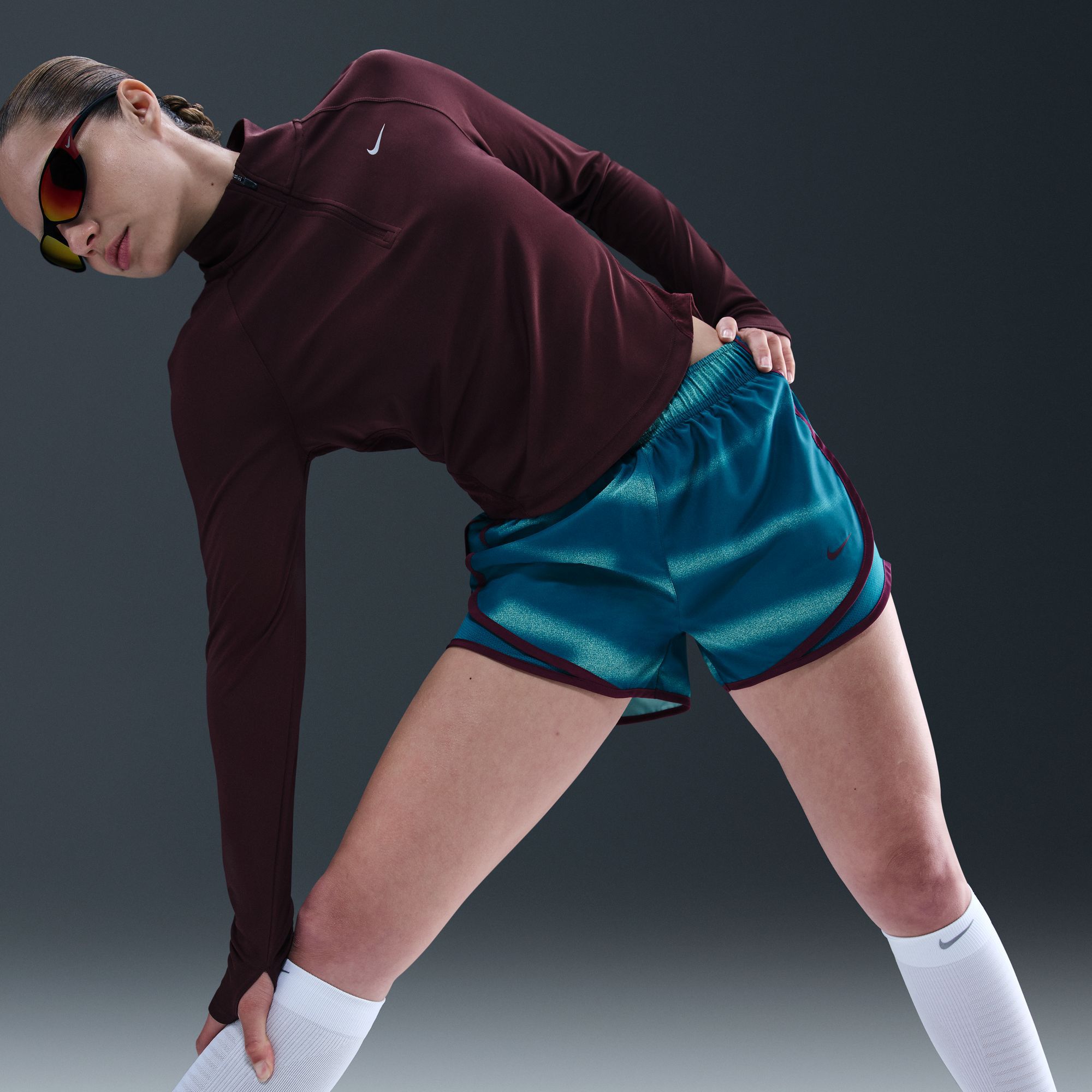 Nike Women's Tempo Dri-FIT Mid-Rise Brief-Lined Running Stripe Shorts product image