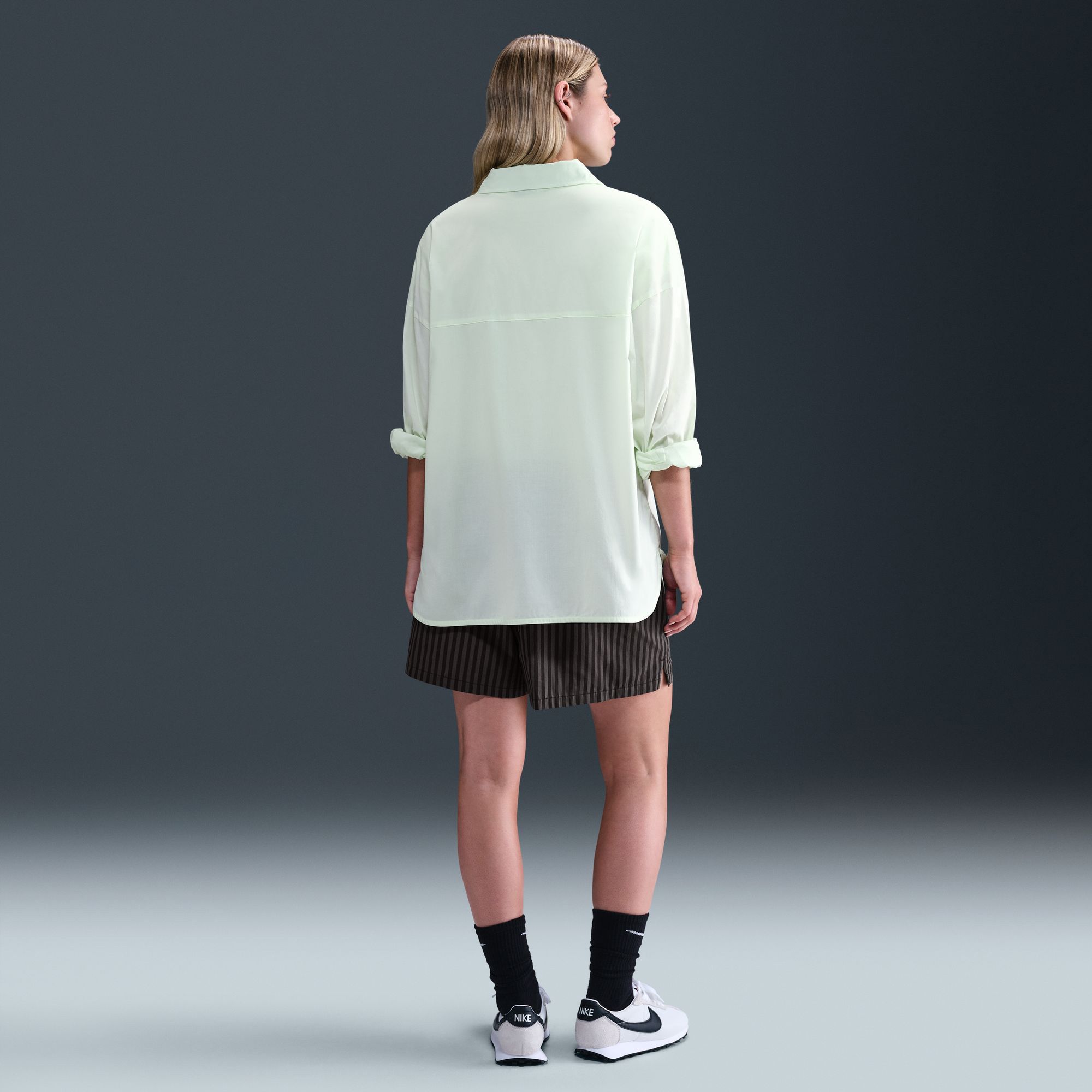 Nike Women's Sportswear Chill Poplin Mid-Rise Loose Striped Shorts product image