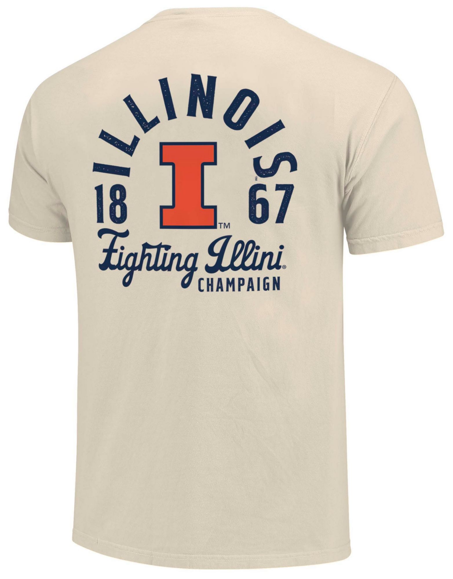 Image One Men's Illinois Fighting Illini Ivory Mascot Overlay T-Shirt product image