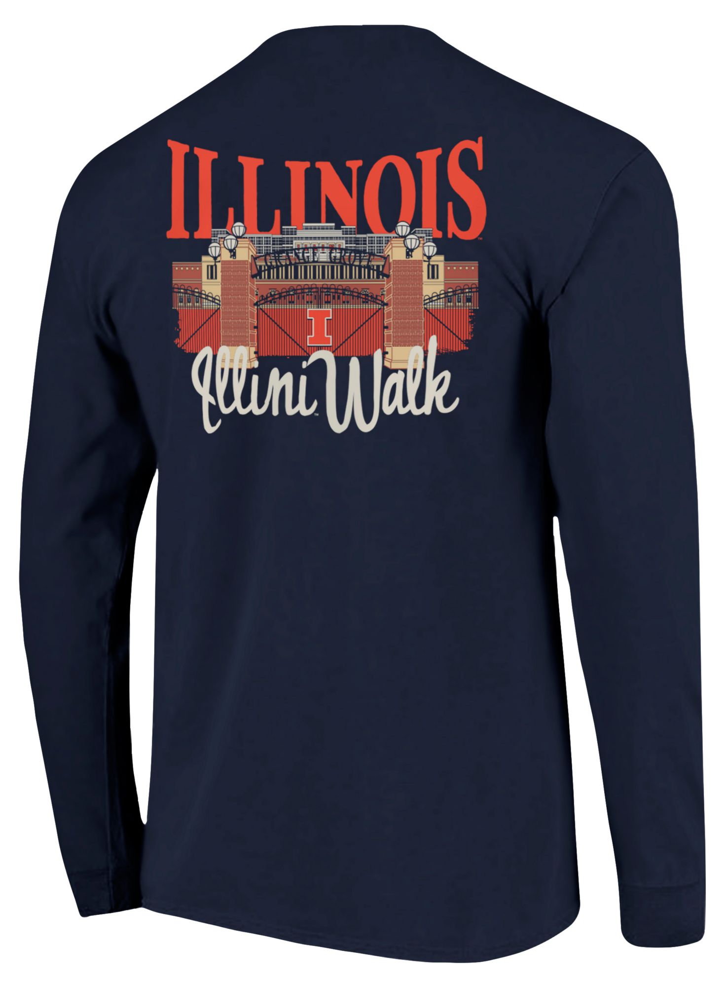 Image One Men's Illinois Fighting Illini Navy Stadium Gates Walk Long Sleeve T-Shirt product image