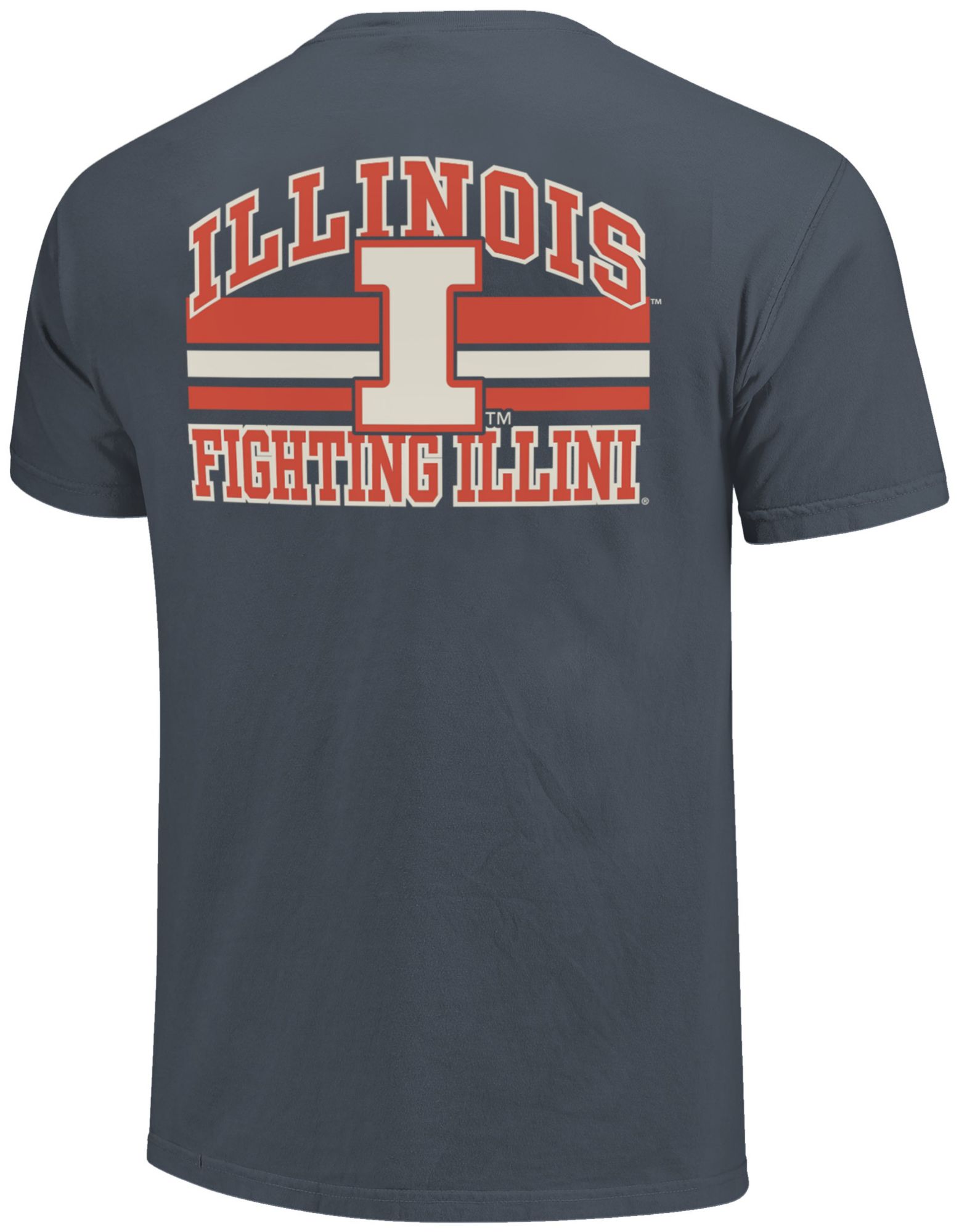 Image One Men's Illinois Fighting Illini Denim Mascot Arched Short Sleeve T-Shirt product image