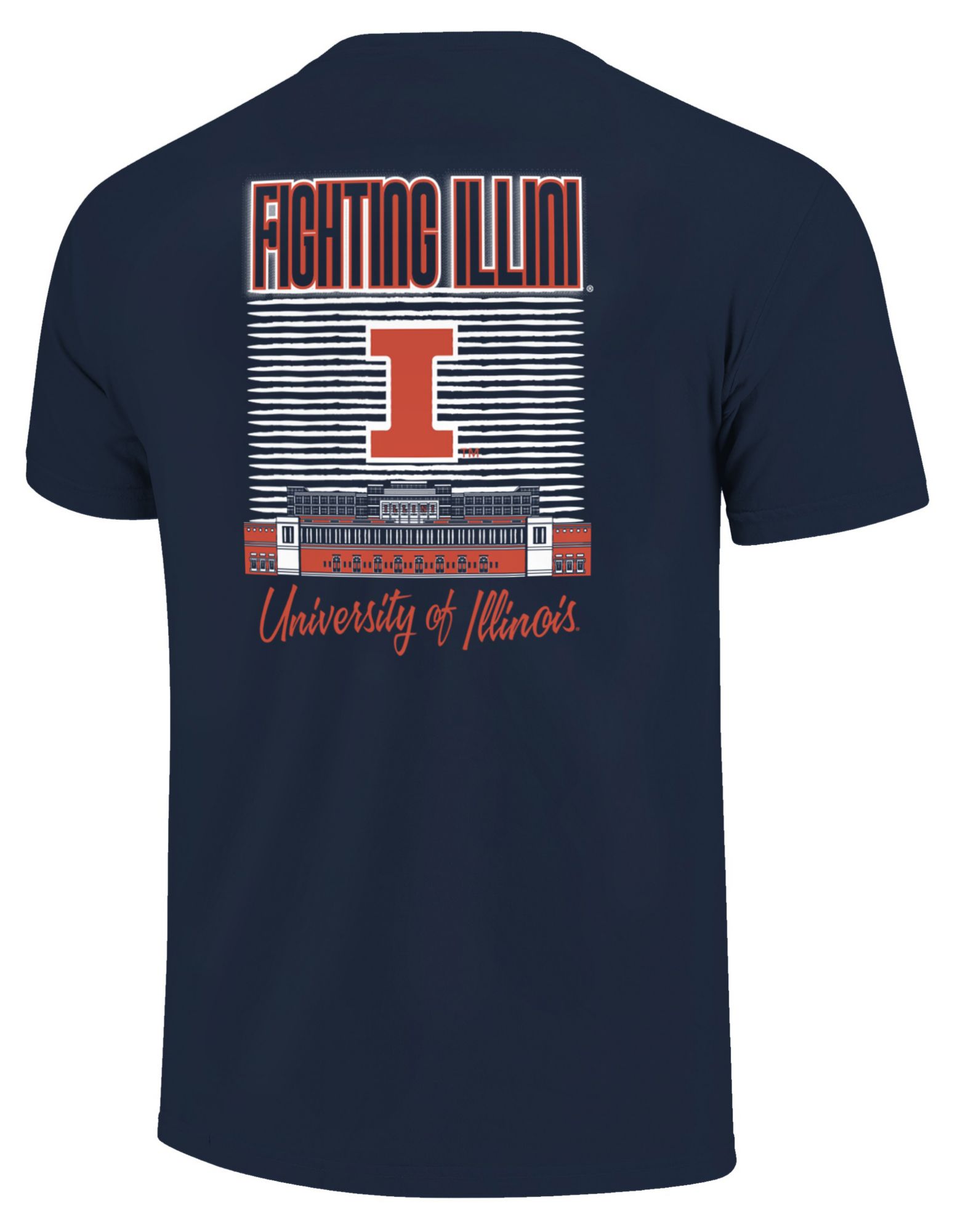 Image One Men's Illinois Fighting Illini True Navy Drop Shadow T-Shirt product image