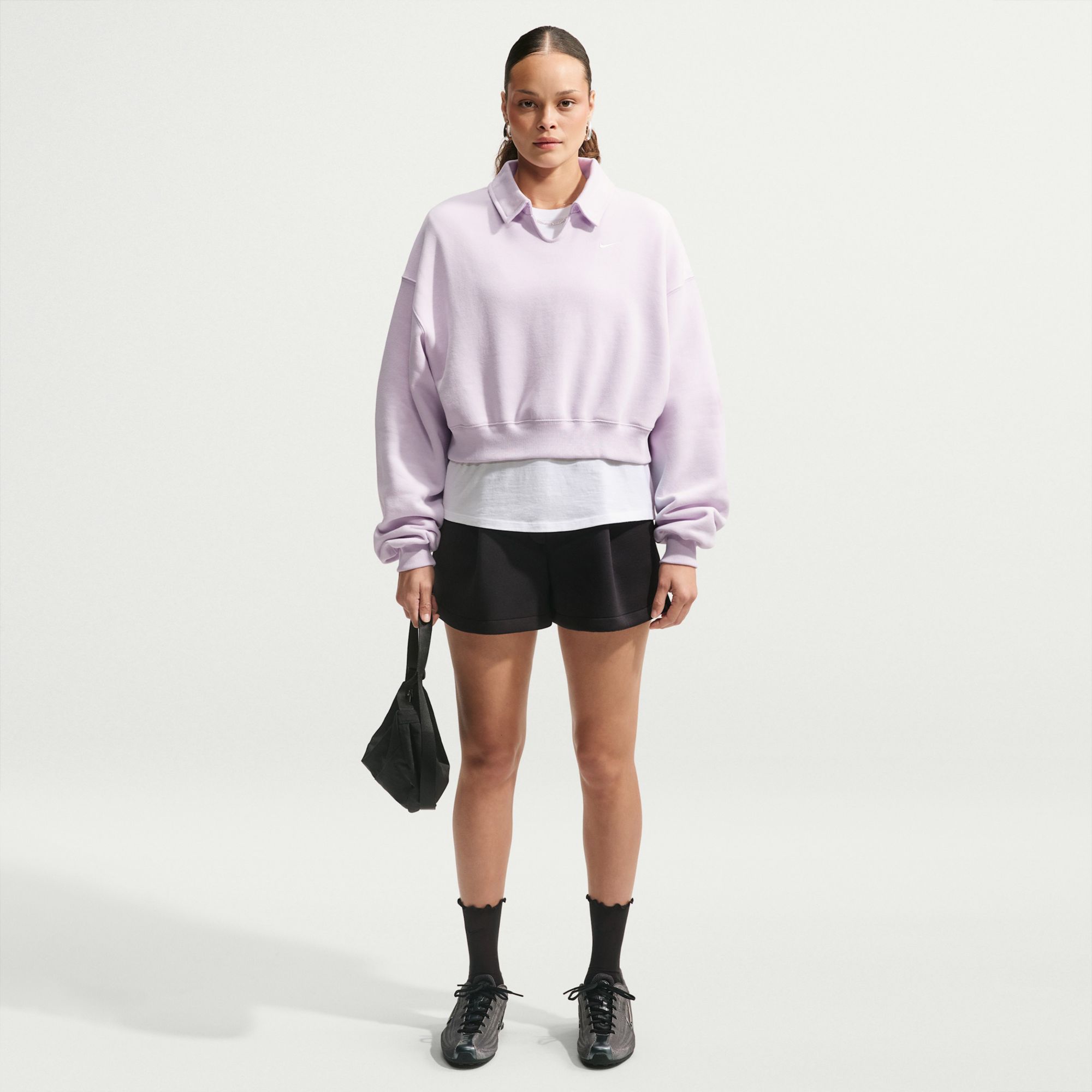 Nike Women's Studio Fleece Medium Weight Oversized Cropped Polo