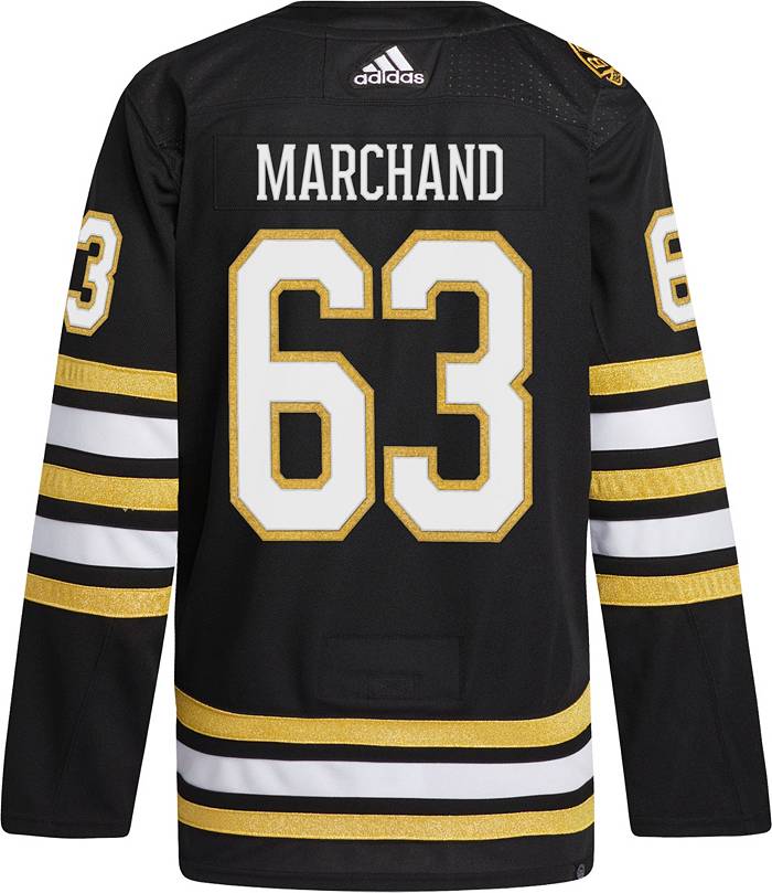 Adidas Boston Bruins Centennial Brad Marchand #63 Alternate Adizero Authentic Jersey, Men's, Size 50, Black