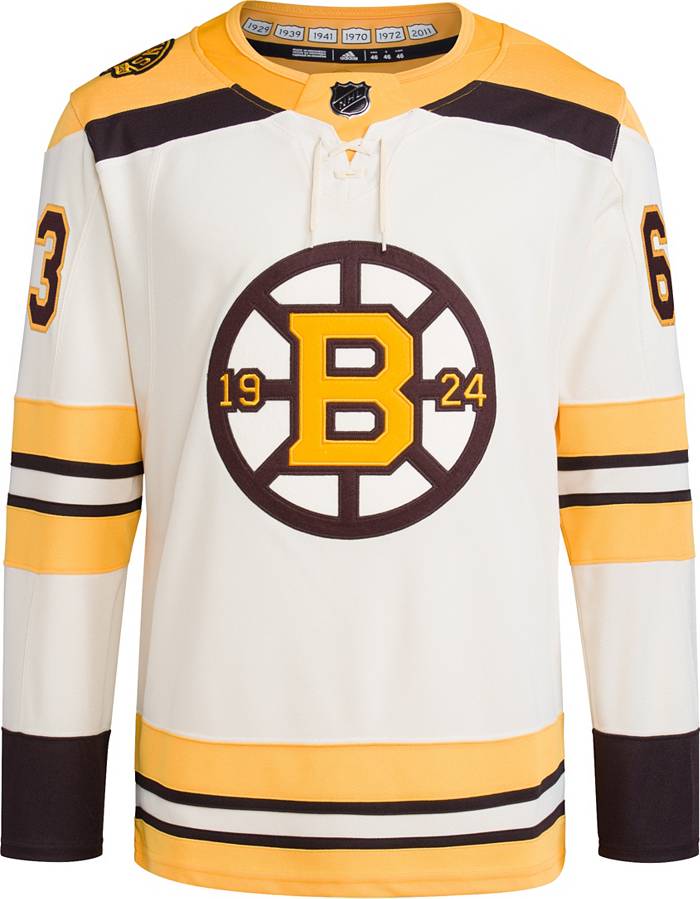 Adidas Boston Bruins Centennial Brad Marchand #63 Away Adizero Authentic Jersey, Men's, Size 50, White