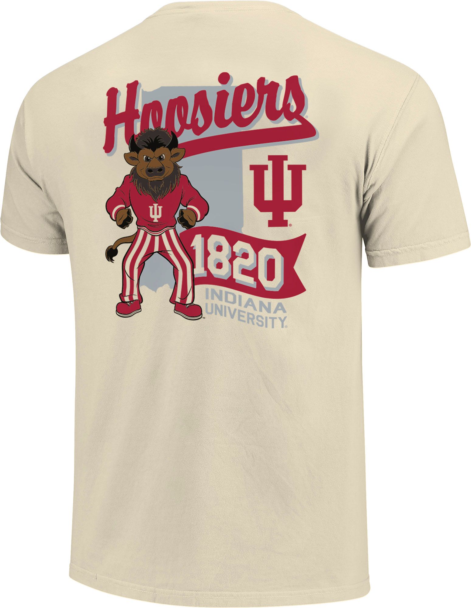 Image One Men's Indiana Hoosiers Ivory Crumpled Signage T-Shirt product image