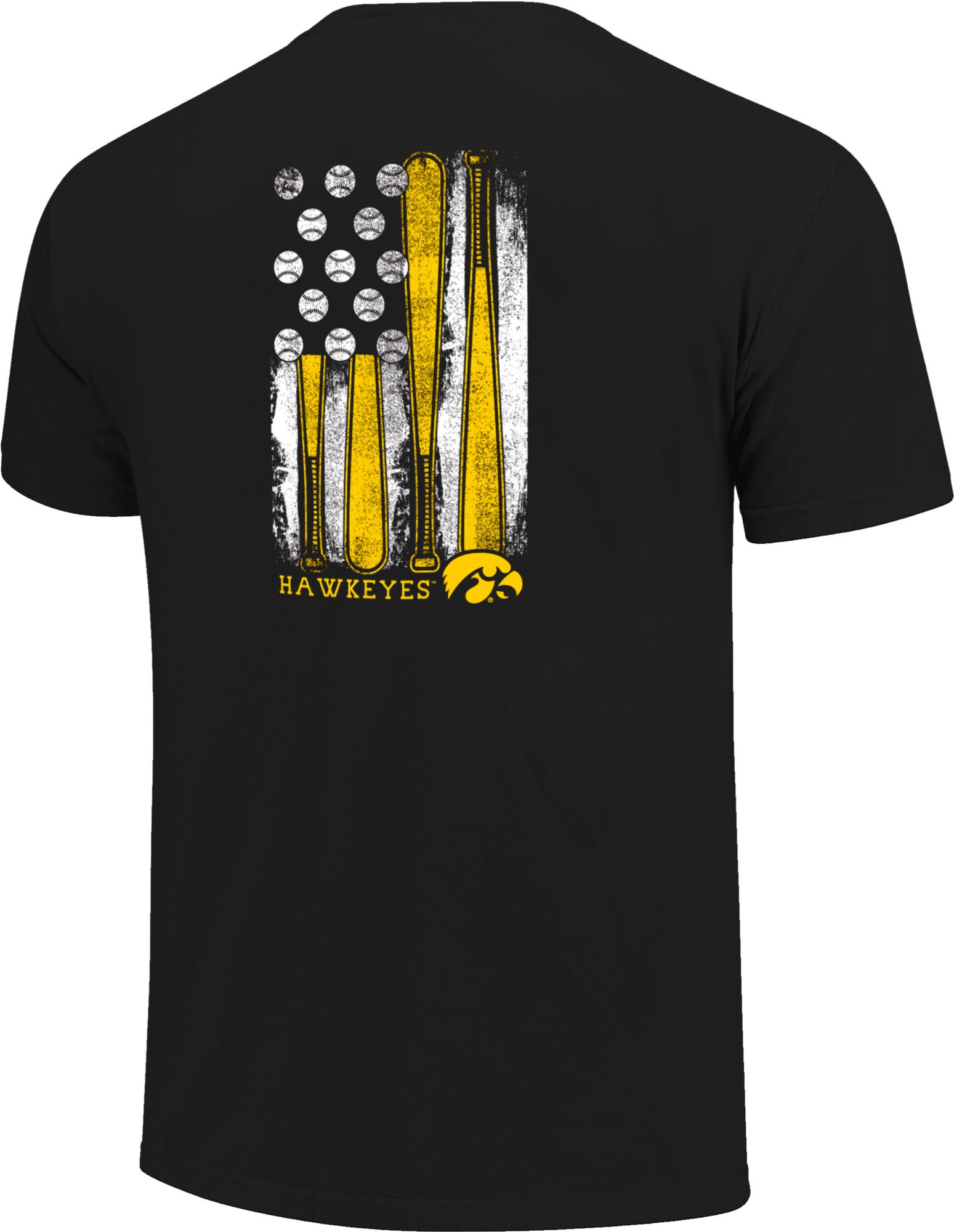 Image One Men's Iowa Hawkeyes Black Flag T-Shirt