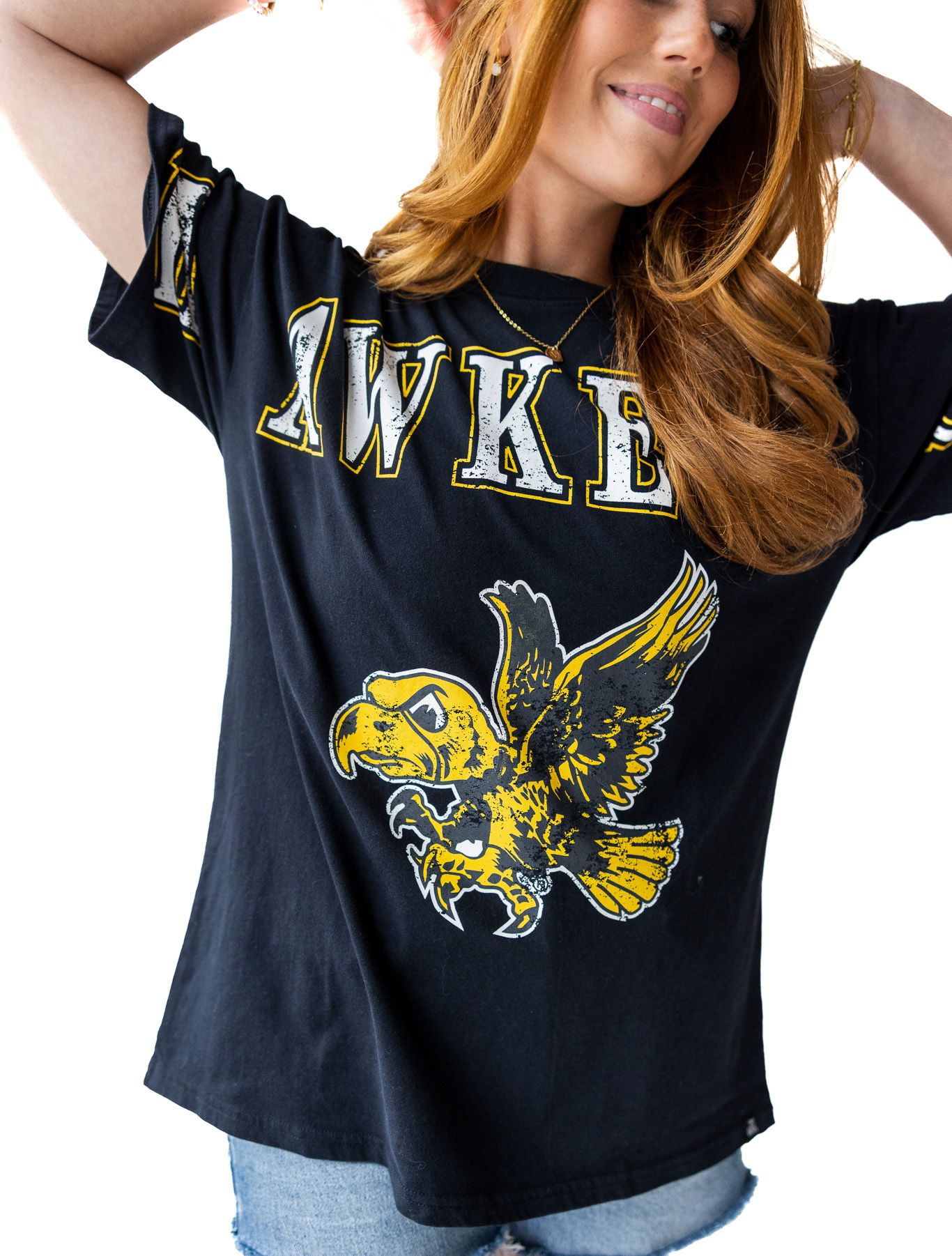 Gameday Social Women's Iowa Hawkeyes Washed Black The Band Short Sleeve T-Shirt product image
