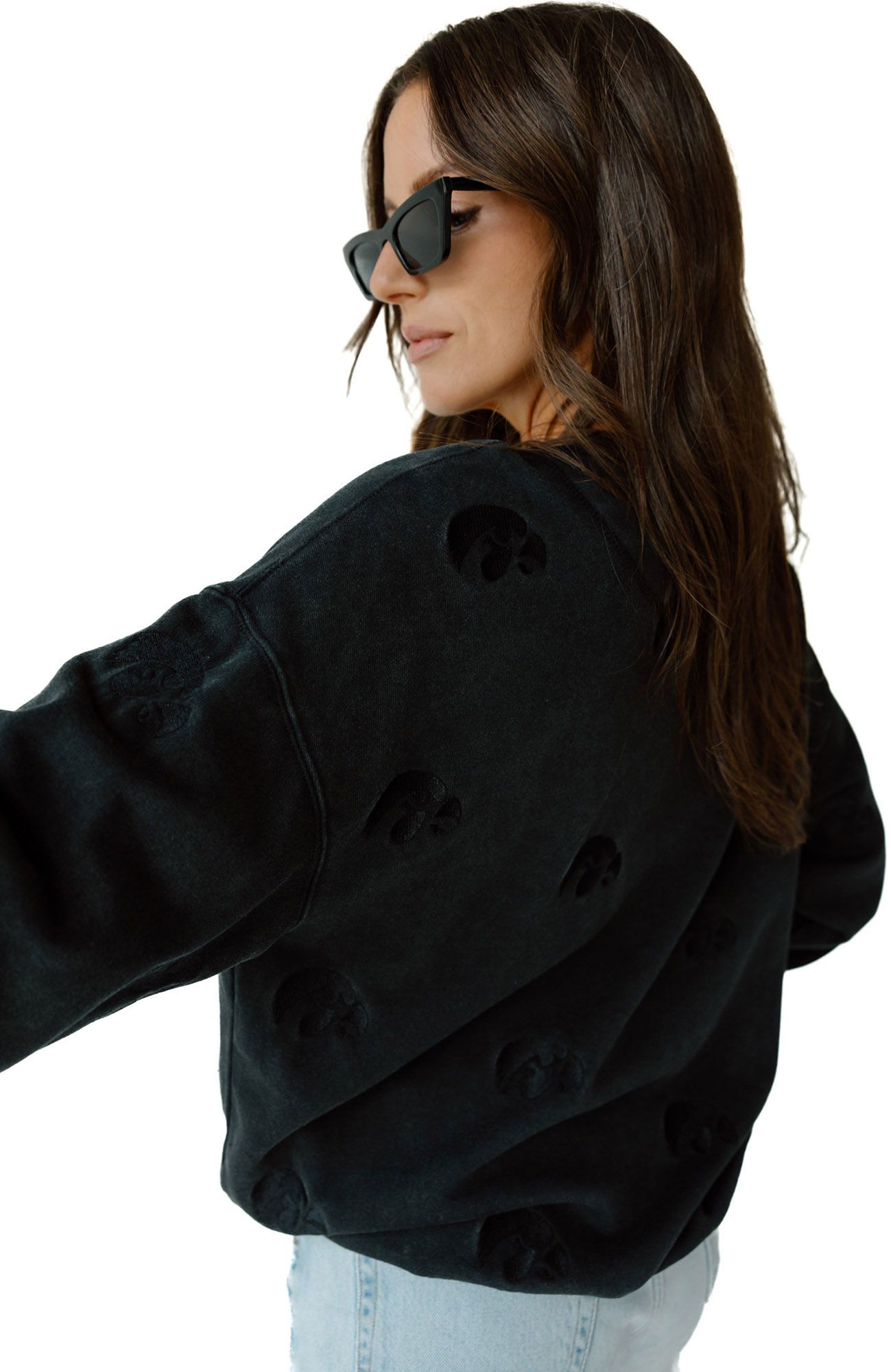 Gameday Social Women's Iowa Hawkeyes Black Lantern Crew Pullover Sweatshirt product image