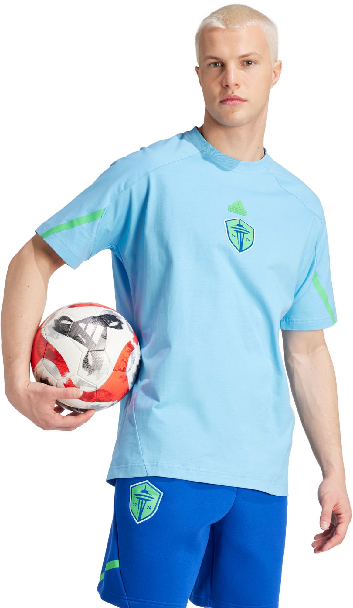 adidas Adult Seattle Sounders 2024 Travel Blue T-Shirt product image
