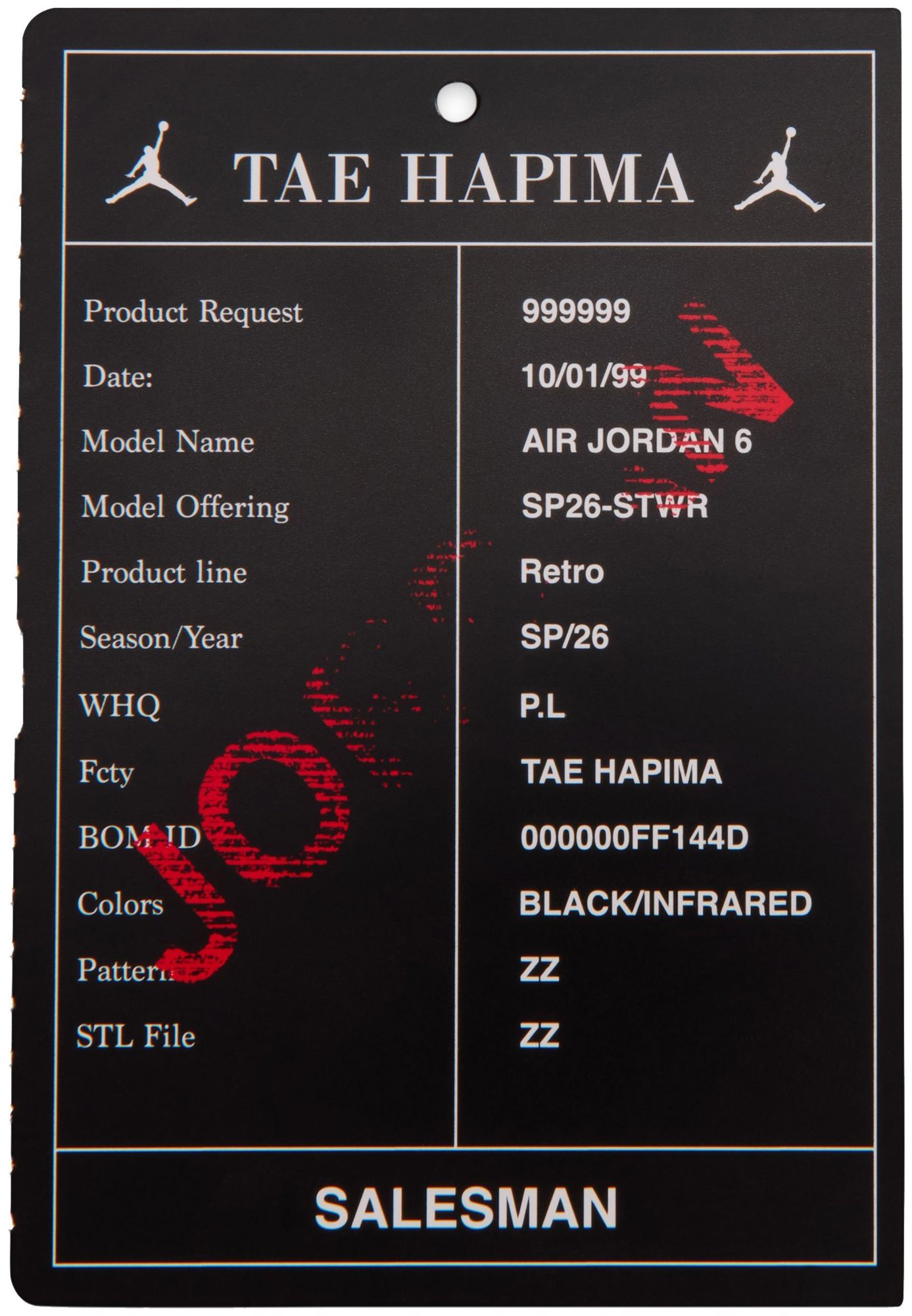 Air Jordan Kids' Preschool 6 Retro 'Infrared Salesman' Basketball Shoes product image