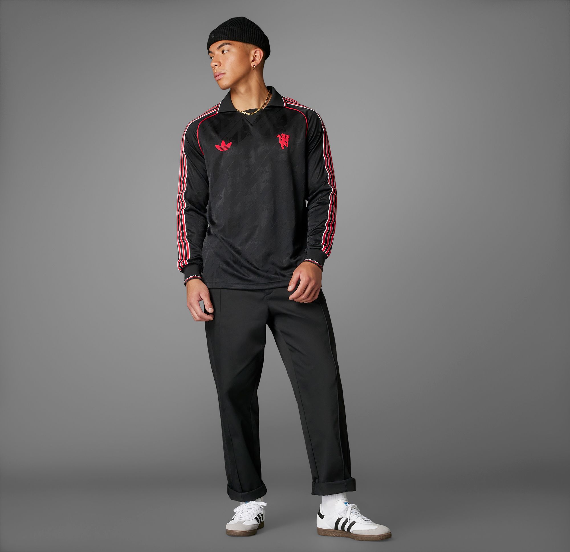 adidas Adult Manchester United 2024 Lifestyler Black Long Sleeve Jersey product image