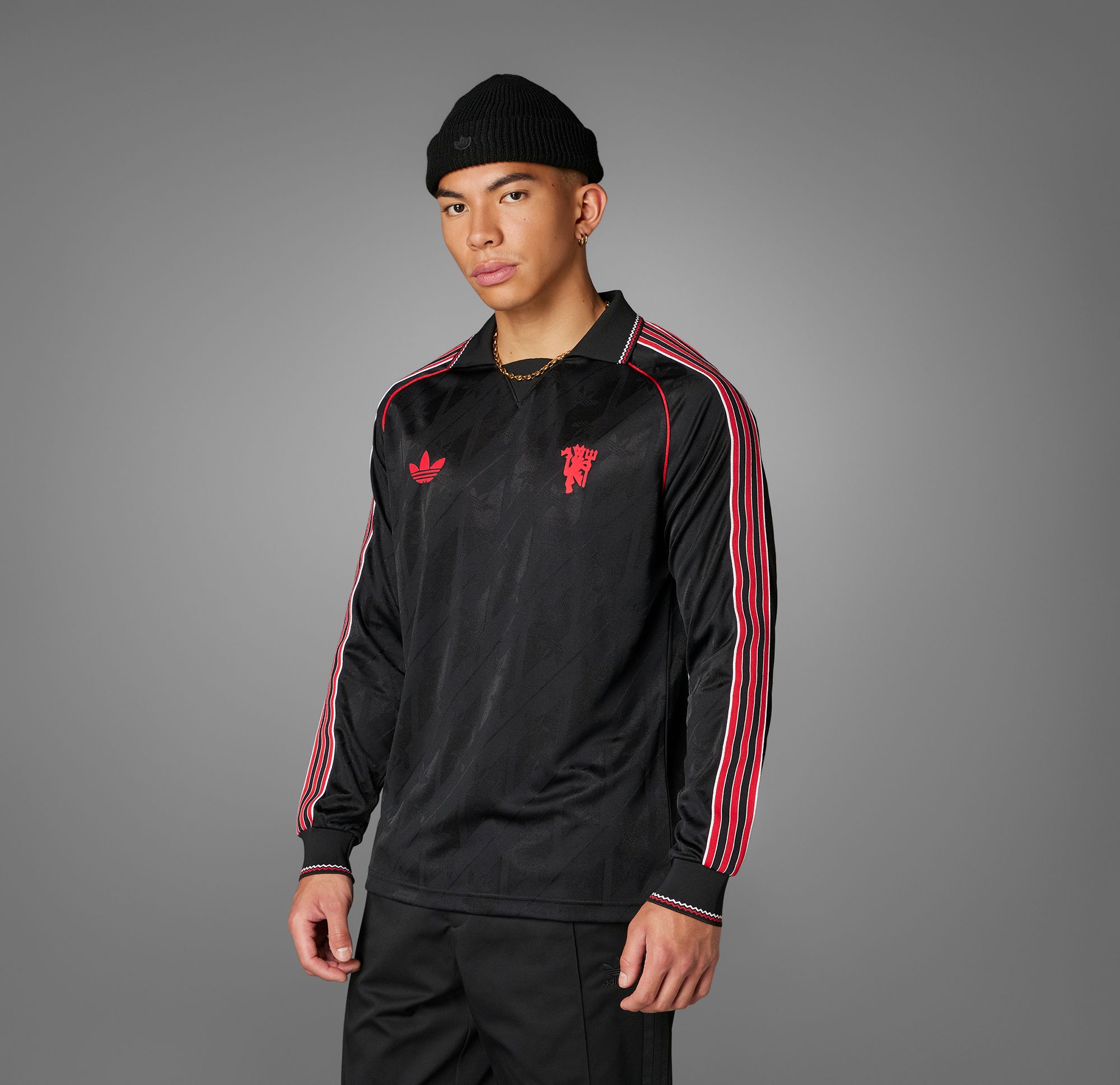 adidas Adult Manchester United 2024 Lifestyler Black Long Sleeve Jersey product image