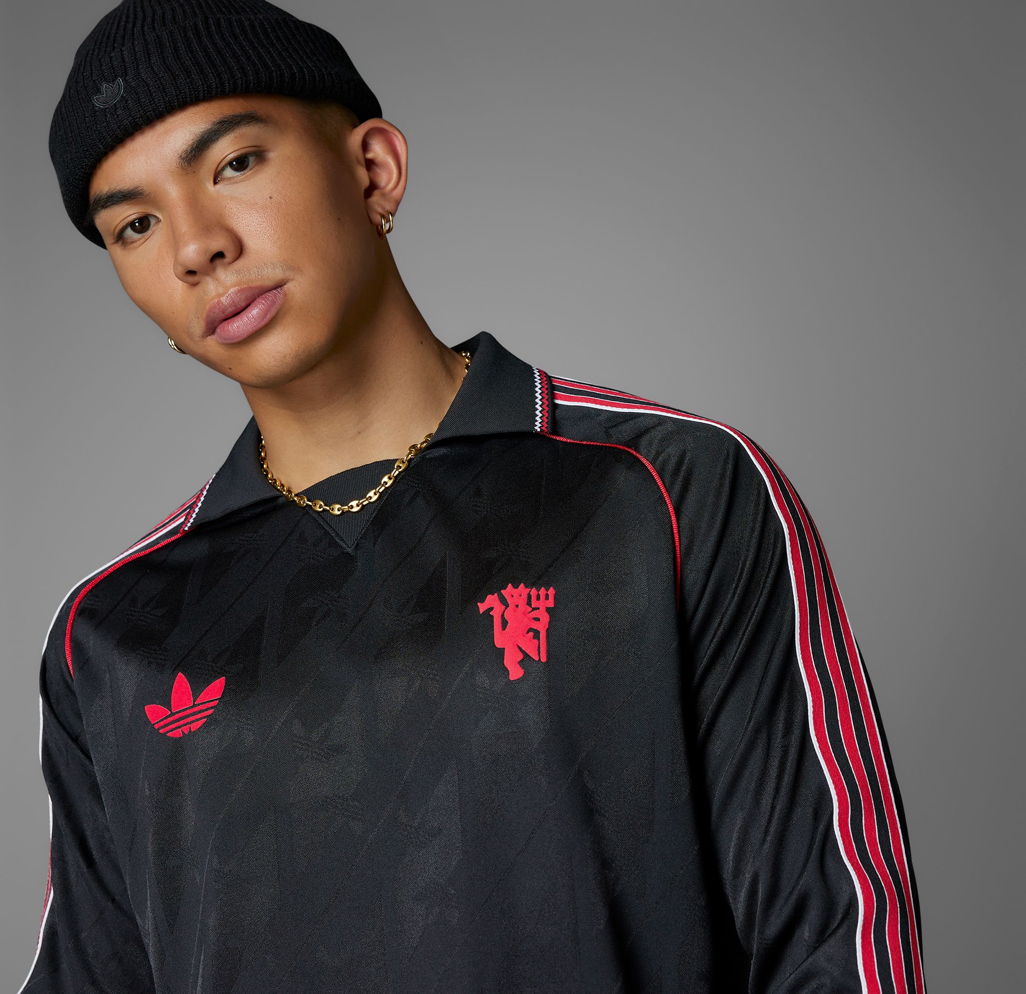 adidas Adult Manchester United 2024 Lifestyler Black Long Sleeve Jersey product image