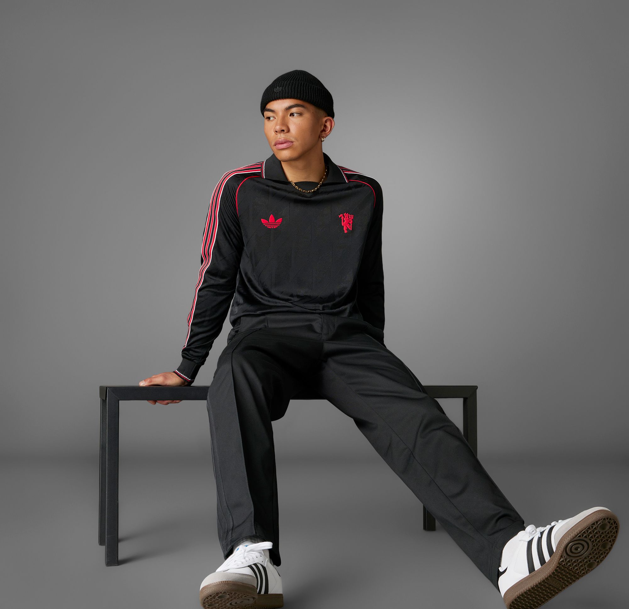 adidas Adult Manchester United 2024 Lifestyler Black Long Sleeve Jersey product image