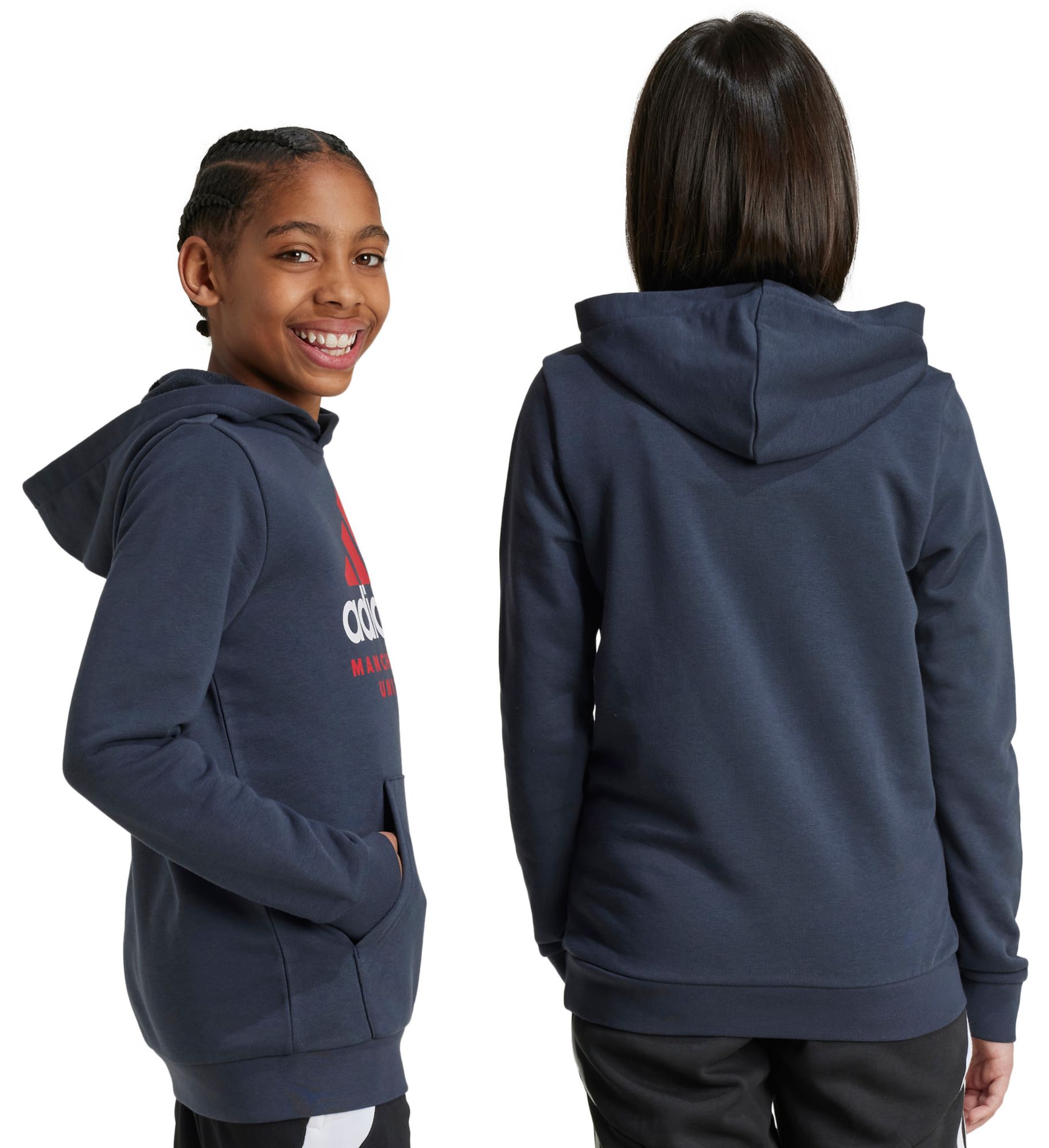 adidas Youth Manchester United 2024 DNA Grey Pullover Hoodie product image