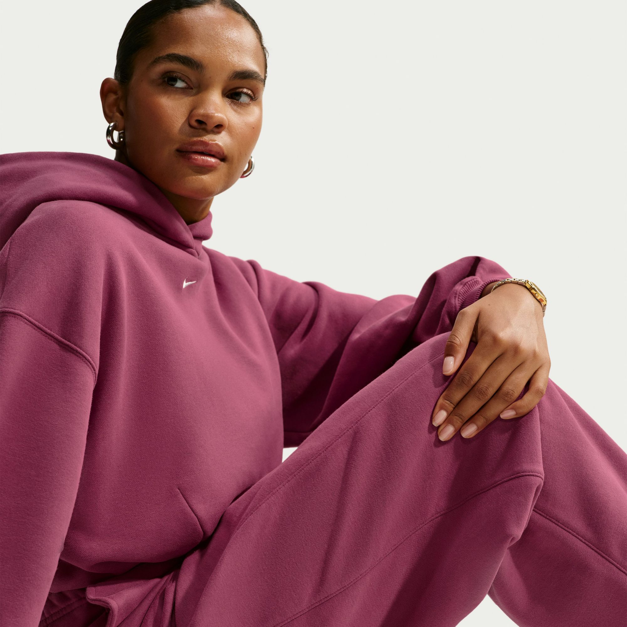 Nike Women's Studio Fleece Medium Weight Loose Pleated Snap Pants product image
