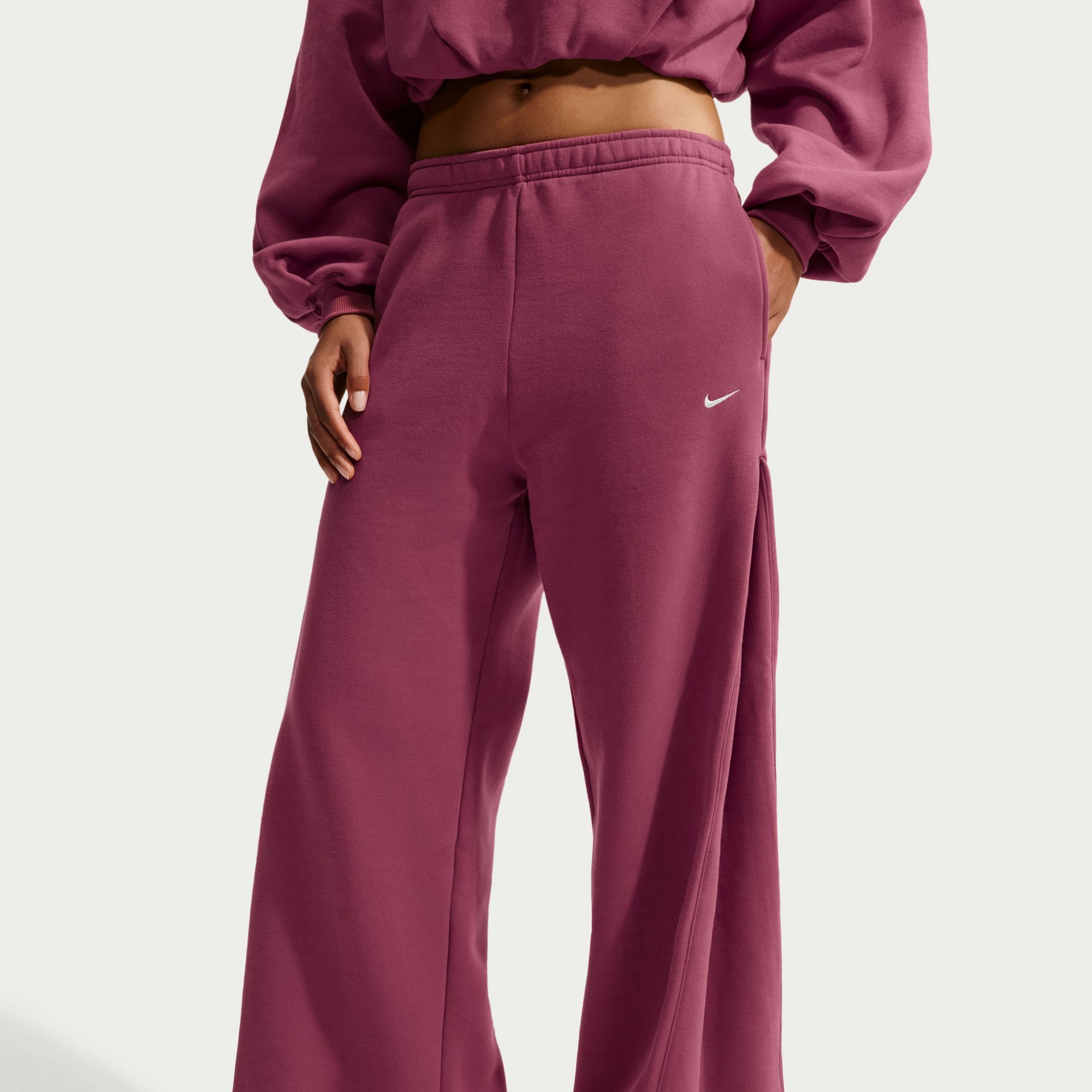 Nike Women's Studio Fleece Medium Weight Loose Pleated Snap Pants product image
