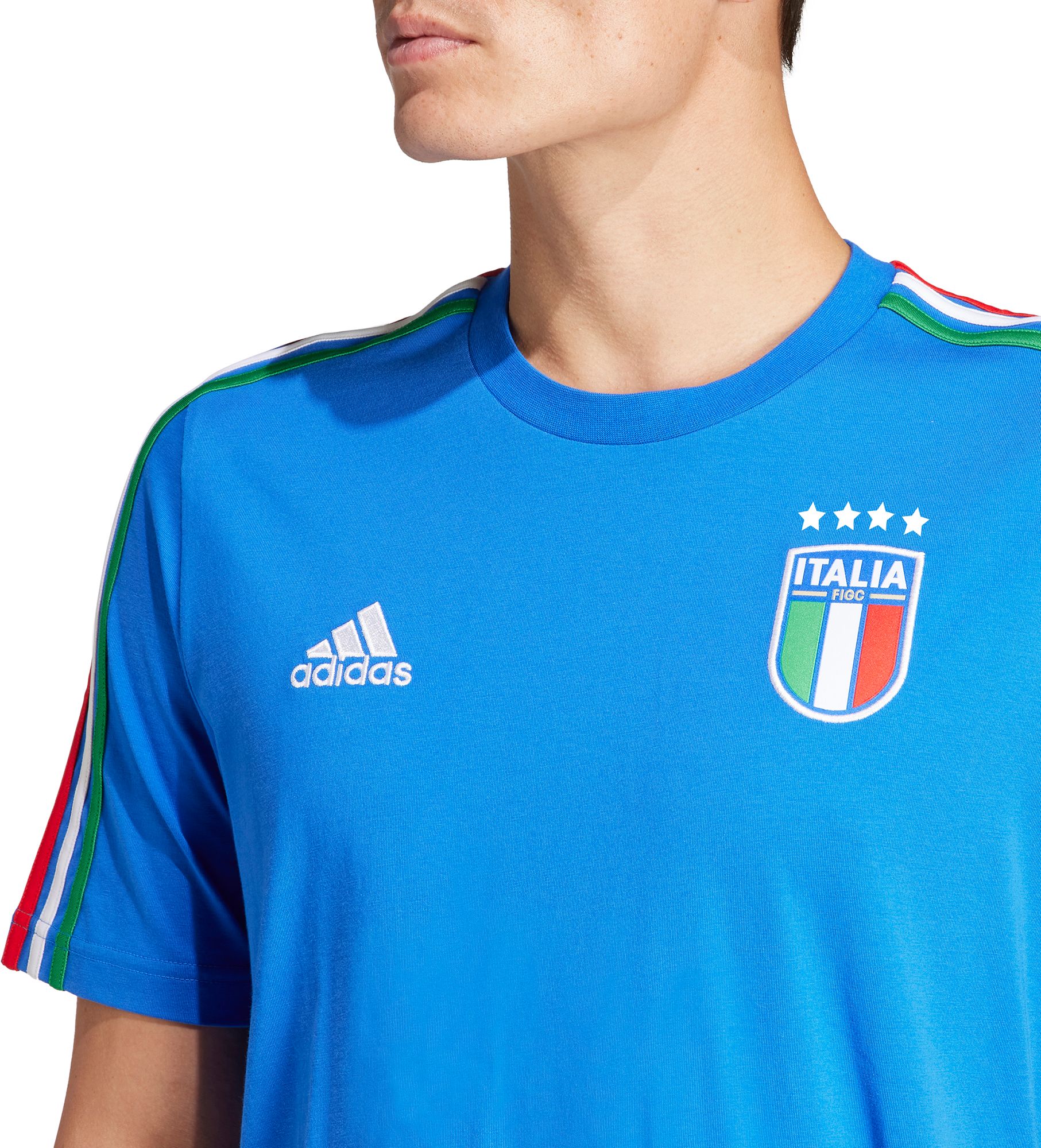 adidas Adult Italy 2024 Logo Blue T-Shirt