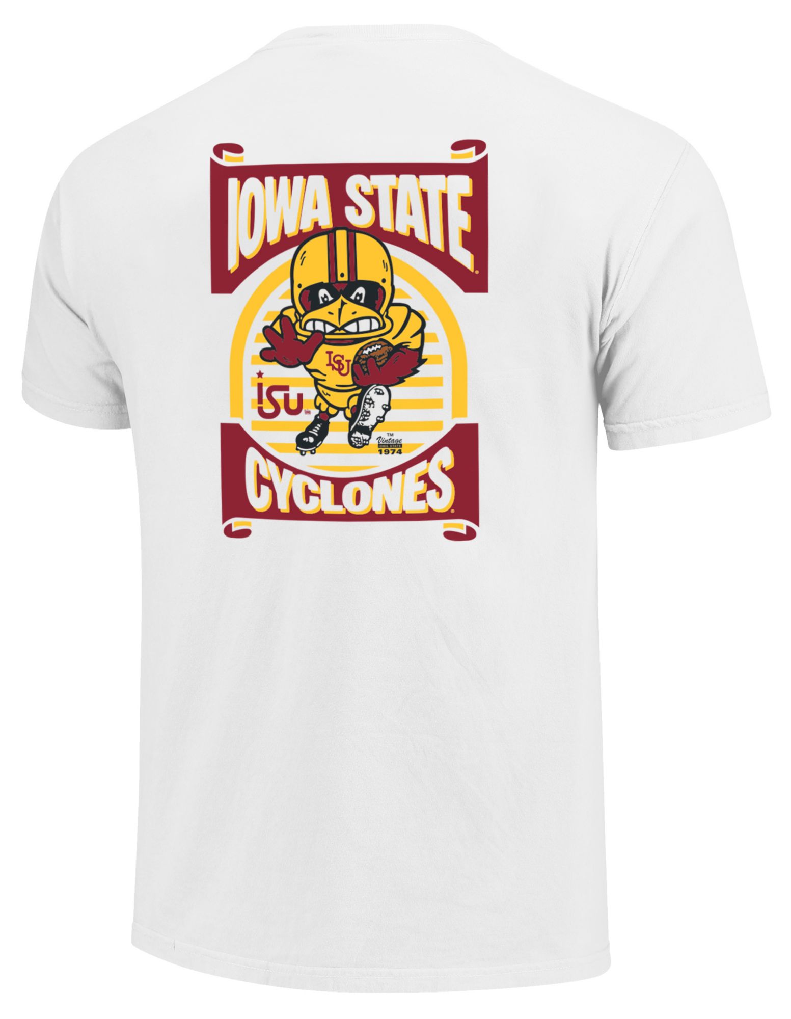 Image One Men's Iowa State Cyclones White Double Ribbon Mascot Retro T-Shirt product image