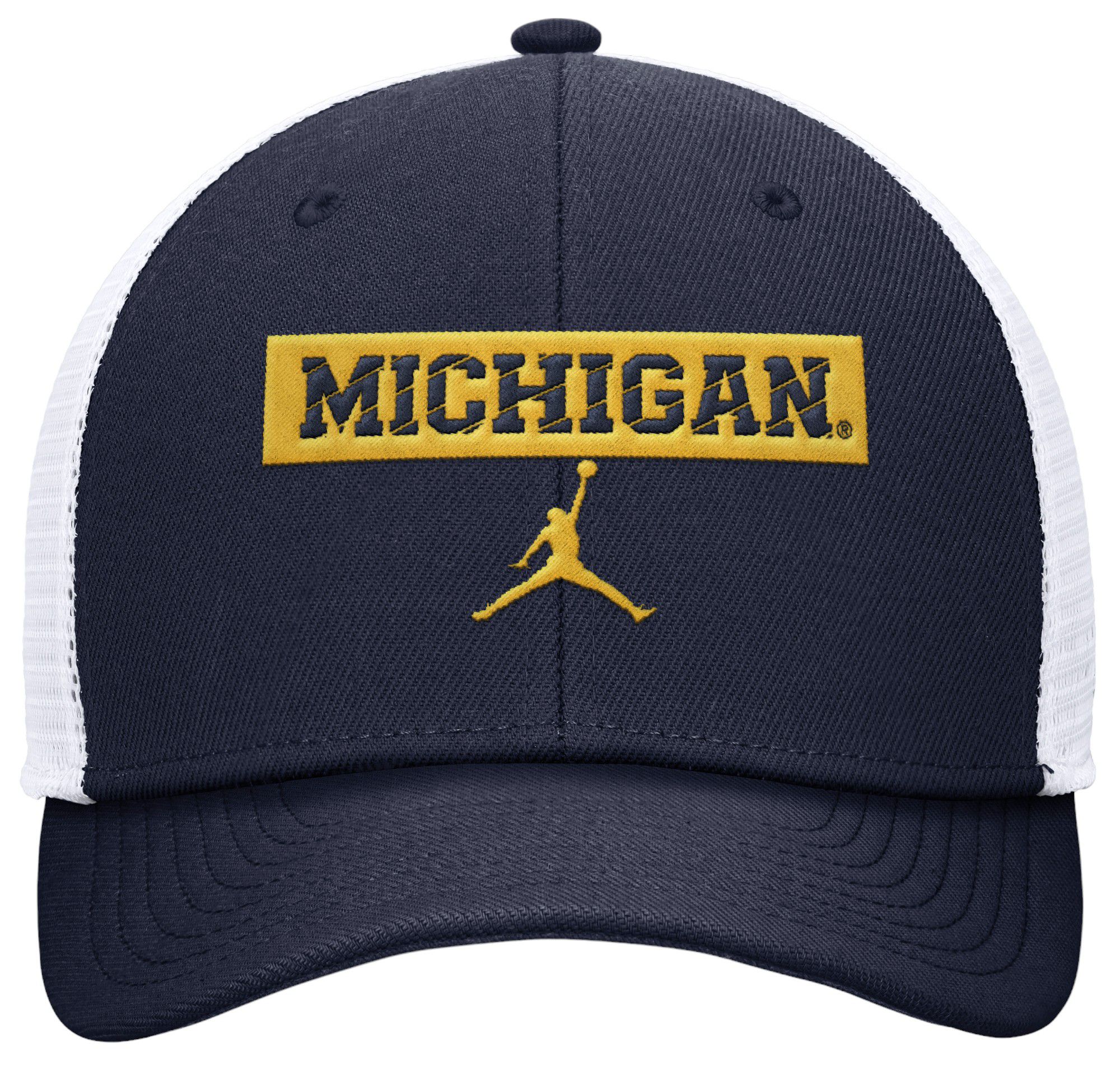 Jordan Men's Michigan Wolverines Blue Wordmark Adjustable Trucker Hat product image