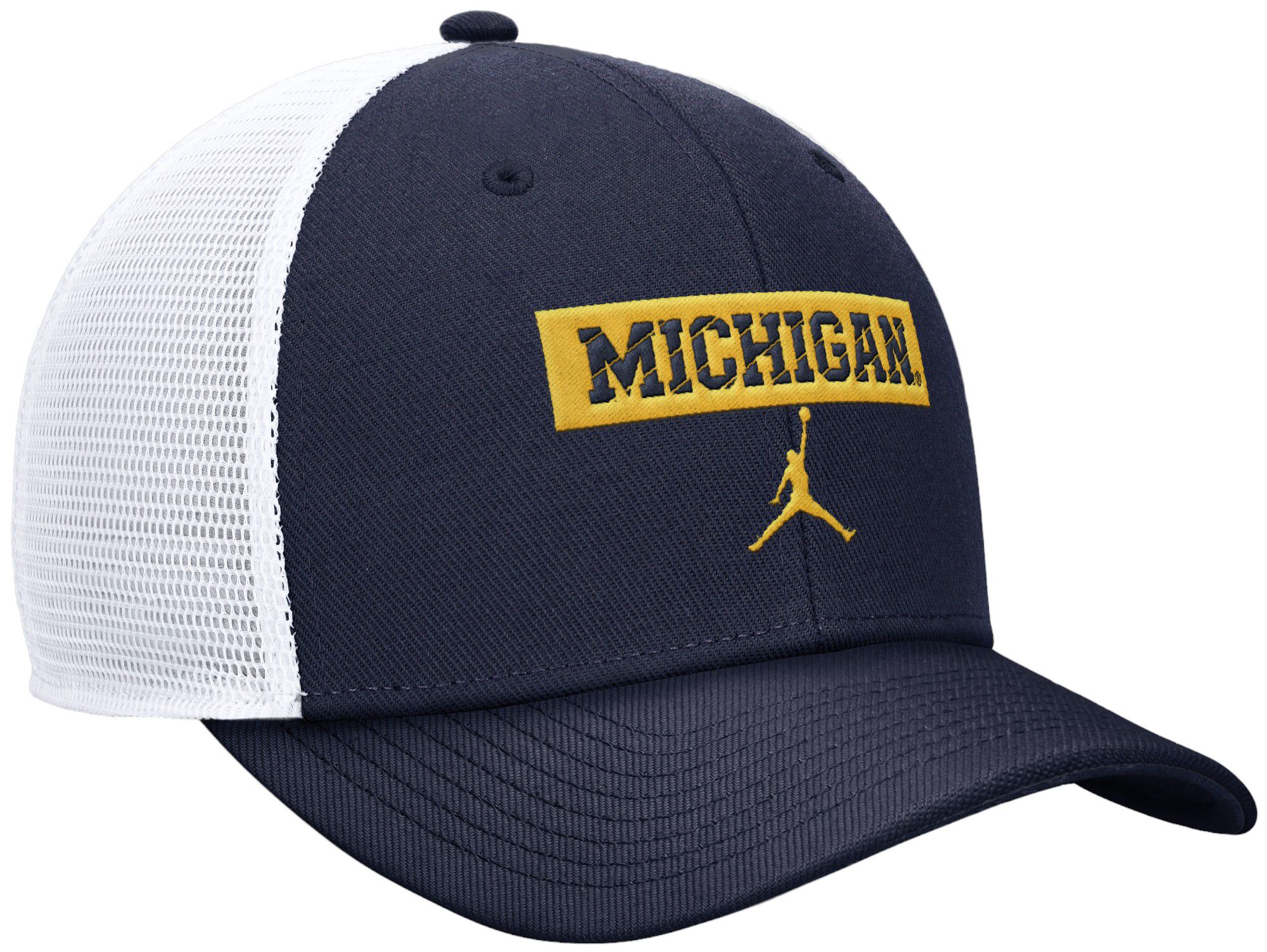 Jordan Men's Michigan Wolverines Blue Wordmark Adjustable Trucker Hat product image