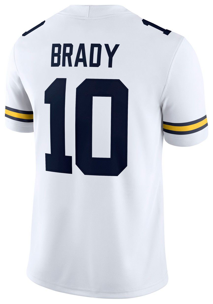 Jordan Men's Michigan Wolverines Tom Brady #10 White Dri-FIT Replica Football Game Jersey product image