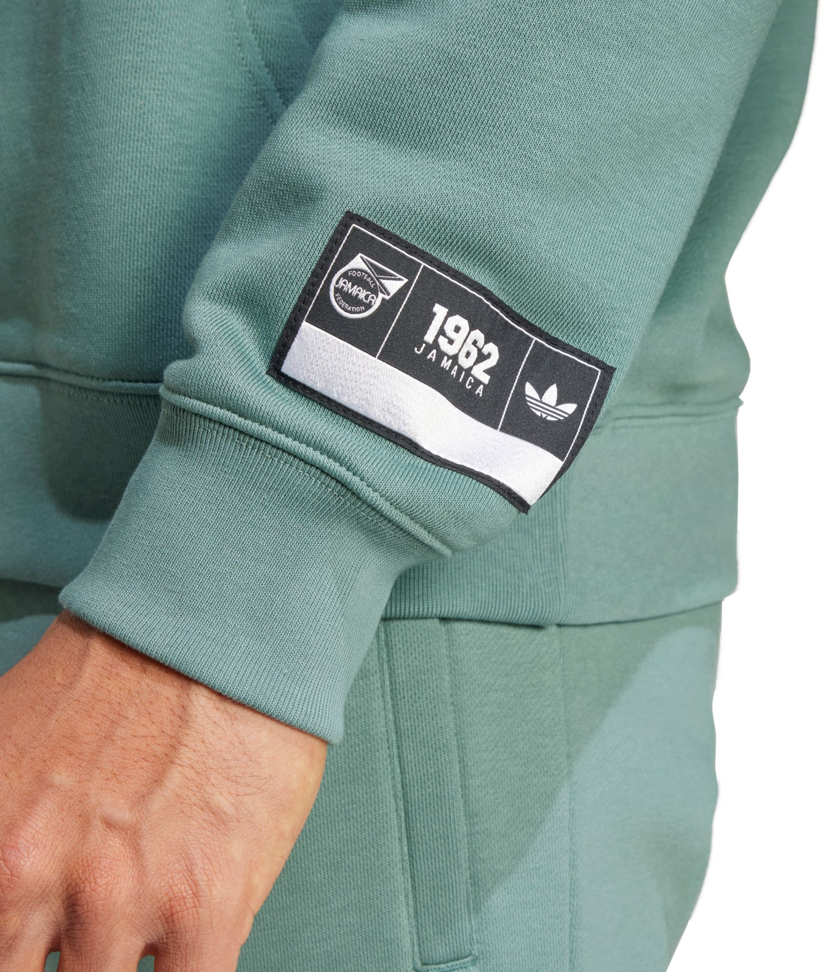 adidas Men's Jamaica 2024 Green Varsity Pullover Hoodie product image