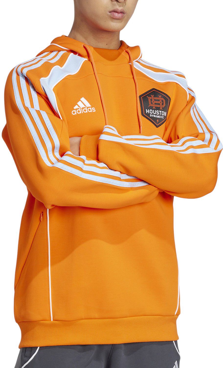adidas Men's Houston Dynamo 2025 Orange Travel Pullover Hoodie product image