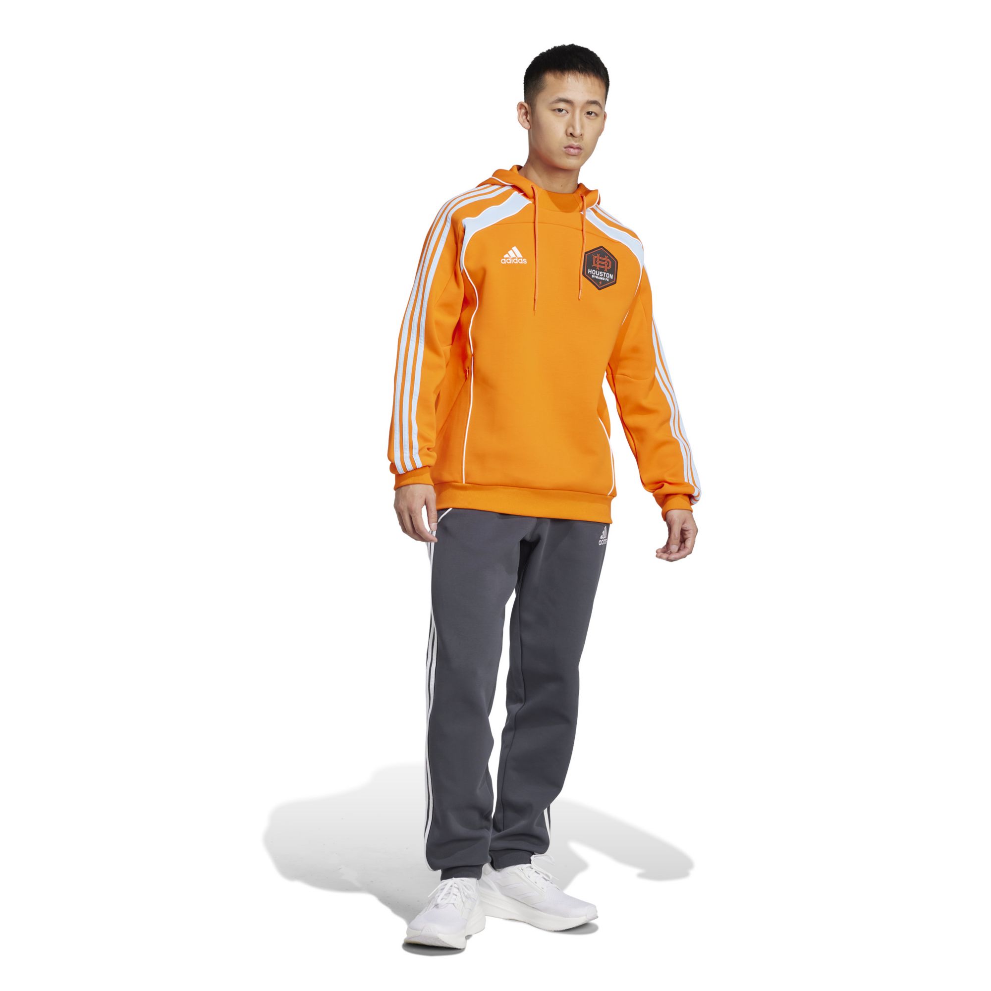 adidas Men's Houston Dynamo 2025 Orange Travel Pullover Hoodie product image