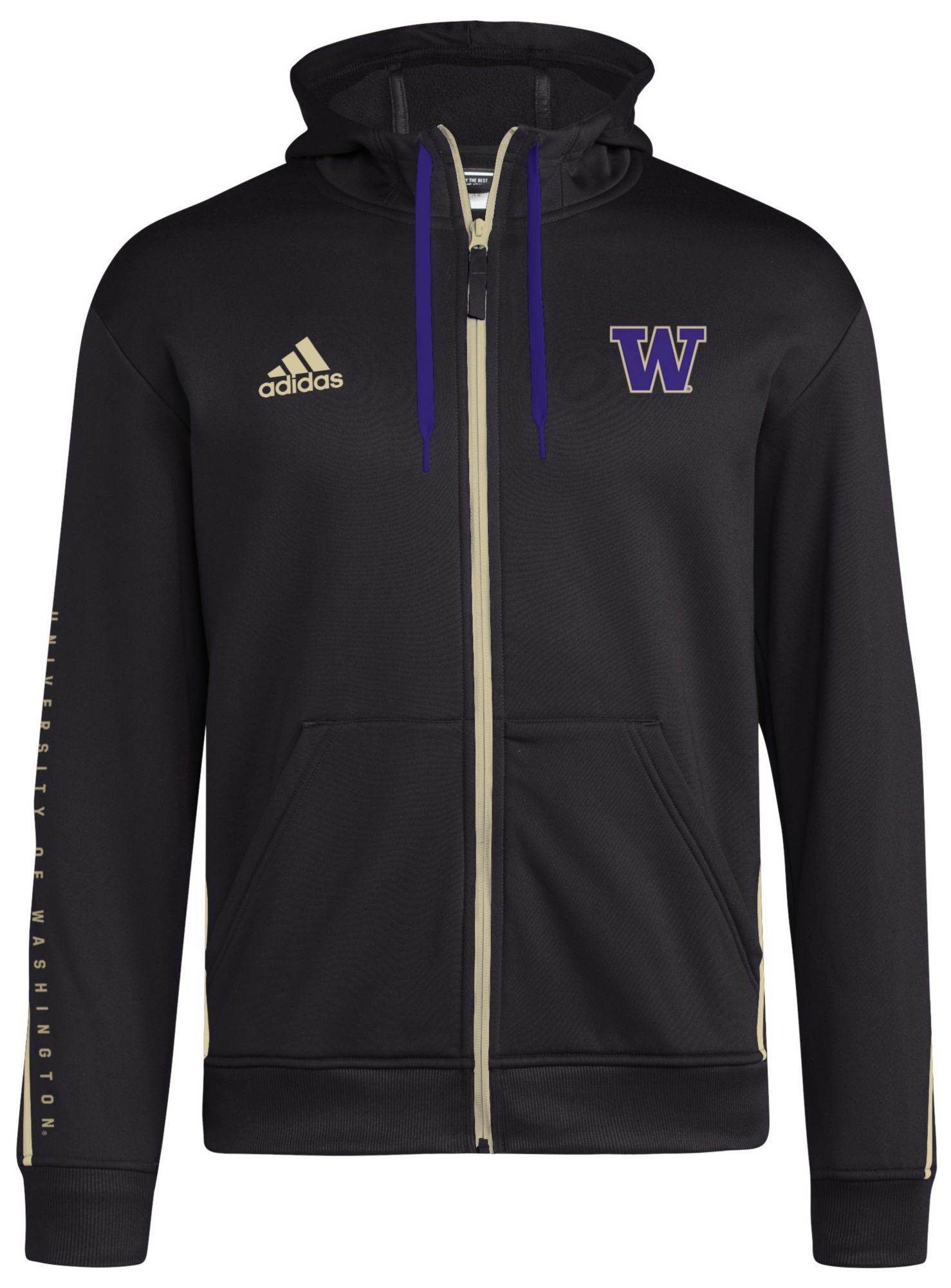 adidas Men's Washington Huskies Black Sideline Travel Full-Zip Jacket product image